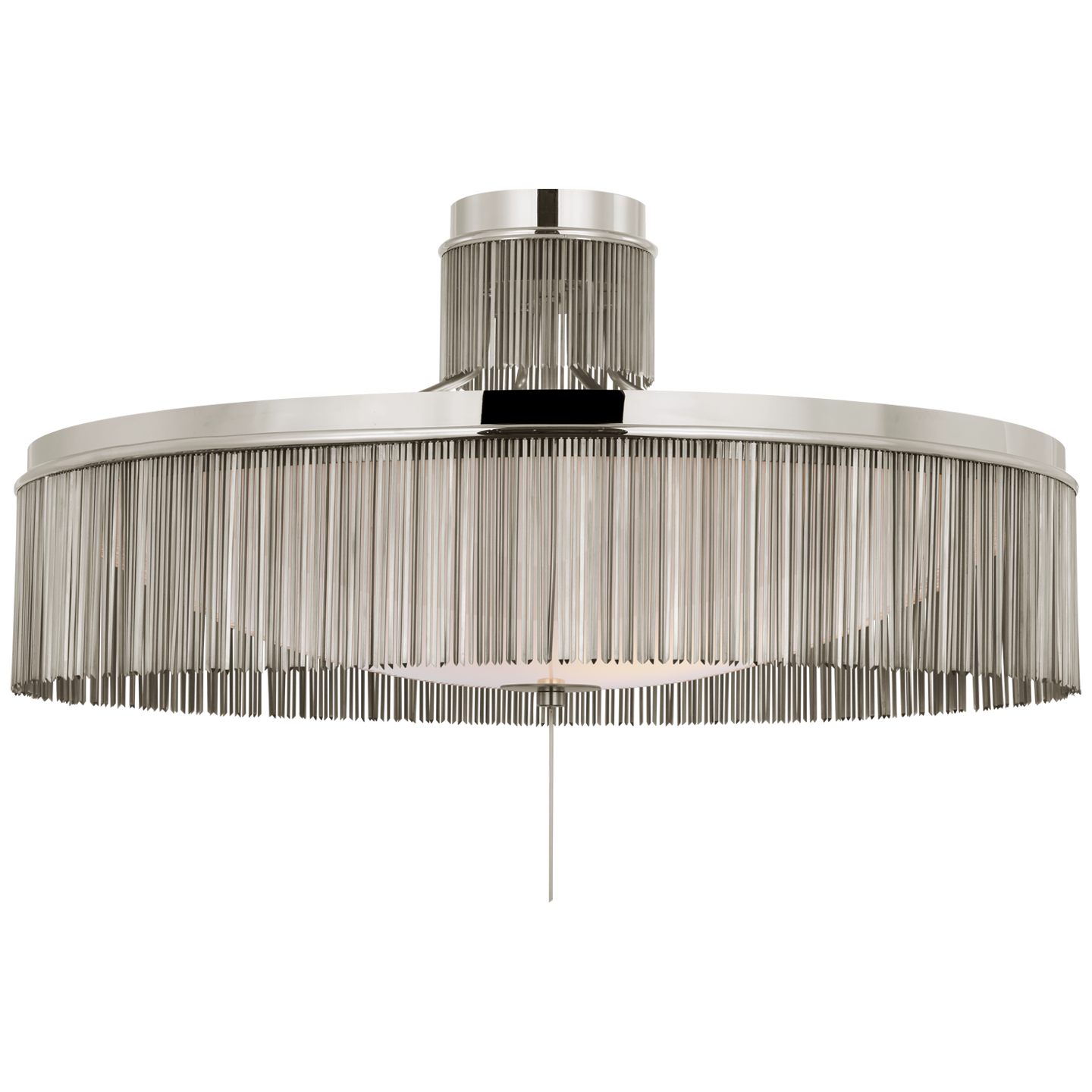 Sutton 32" Flush Mount in Polished Nickel with White Glass