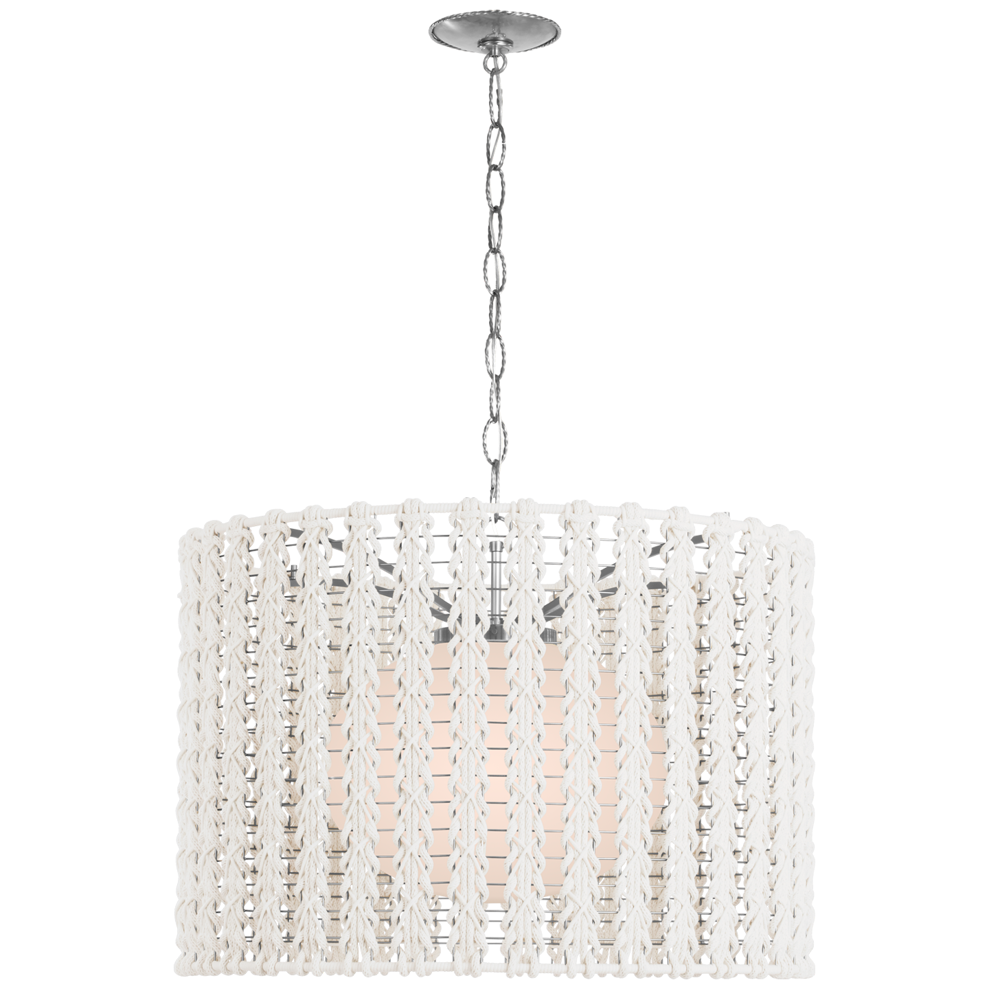 Catania 30" Hanging Shade in Polished Nickel with Cream Braided Rope