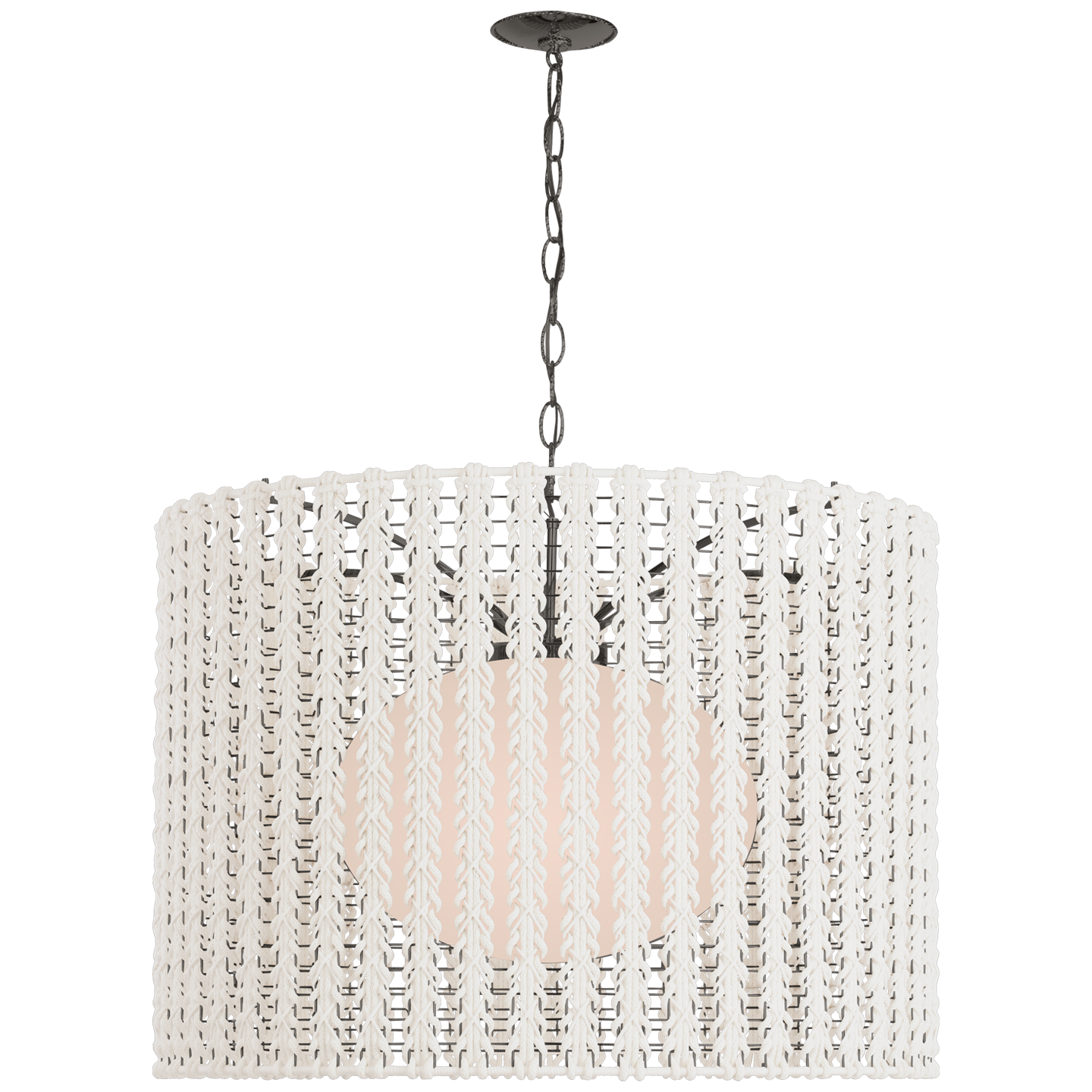 Catania 40" Hanging Shade in Bronze with Cream Braided Rope Open Box