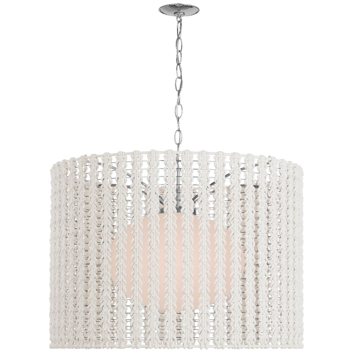 Catania 40" Hanging Shade in Polished Nickel with Cream Braided Rope Open Box