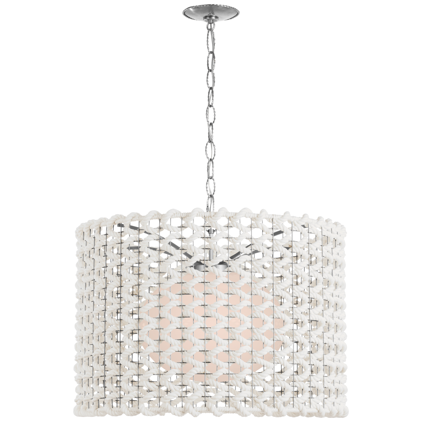 Catania 30" Hanging Shade in Polished Nickel with Cream Woven Rope