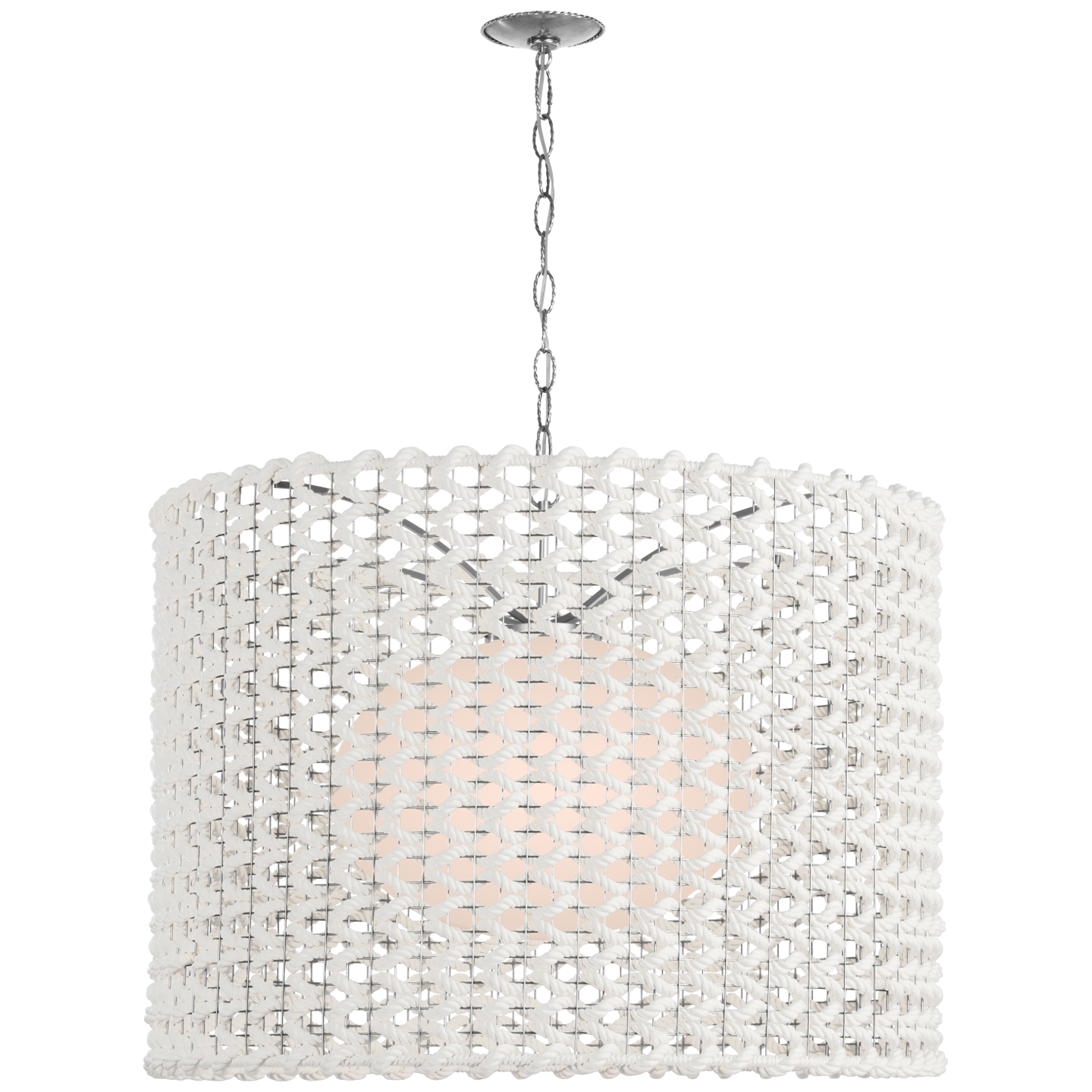 Catania 40" Hanging Shade in Polished Nickel with Cream Woven Rope