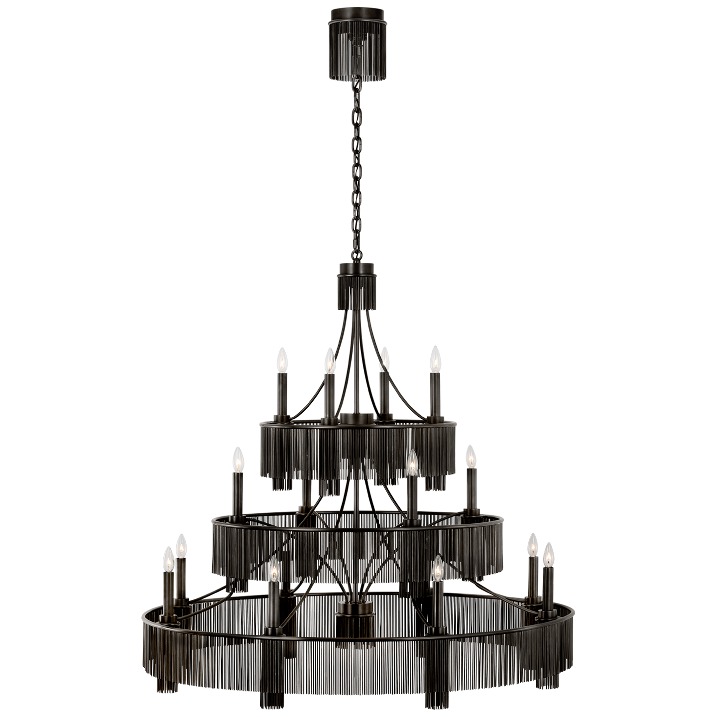Sutton 50" Three Tier Chandelier in Bronze