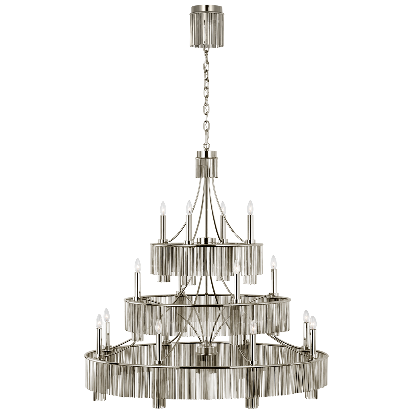 Sutton 50" Three Tier Chandelier in Polished Nickel