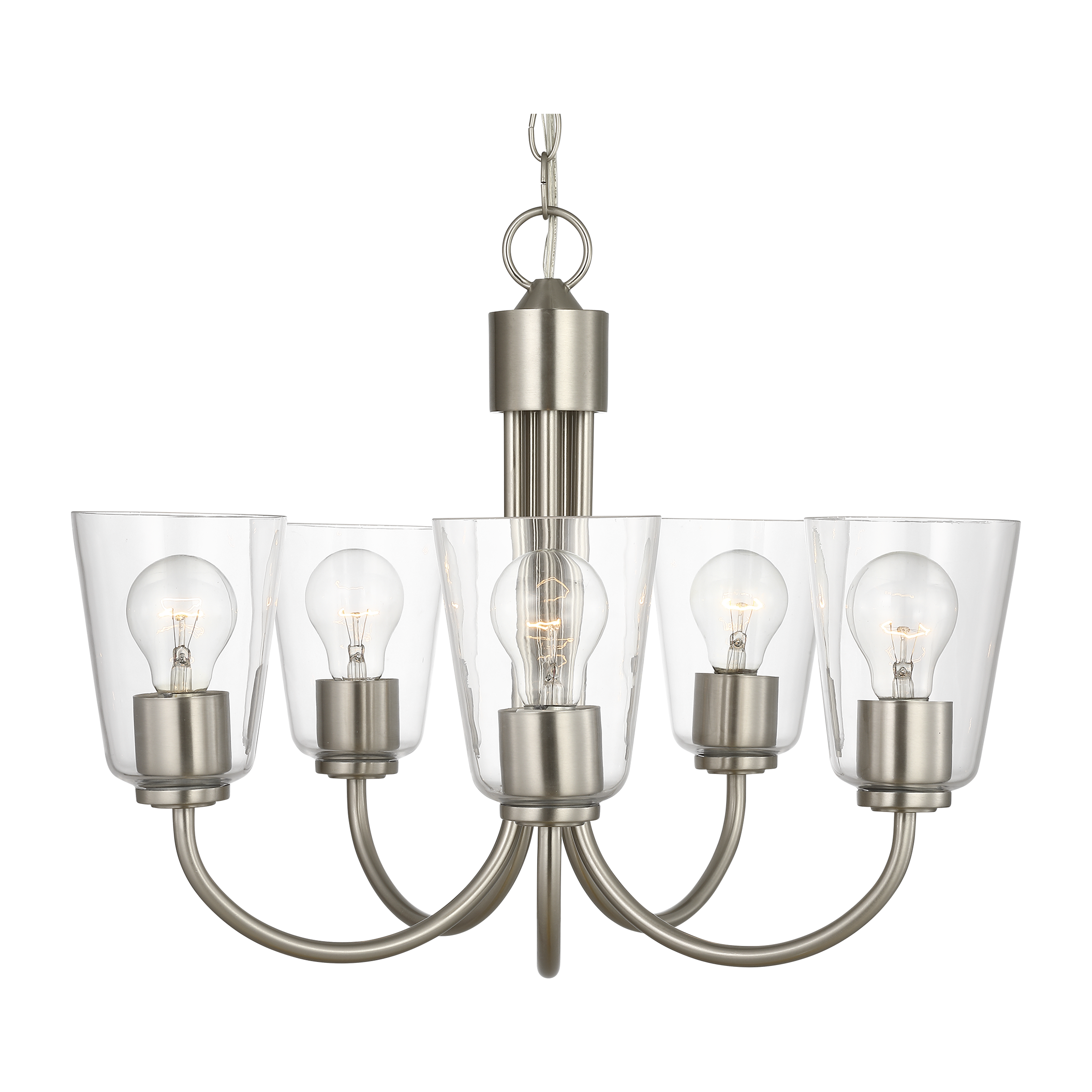 Miles Medium Chandelier in Brushed Nickel with Clear Glass Bulb(s) Not Included
