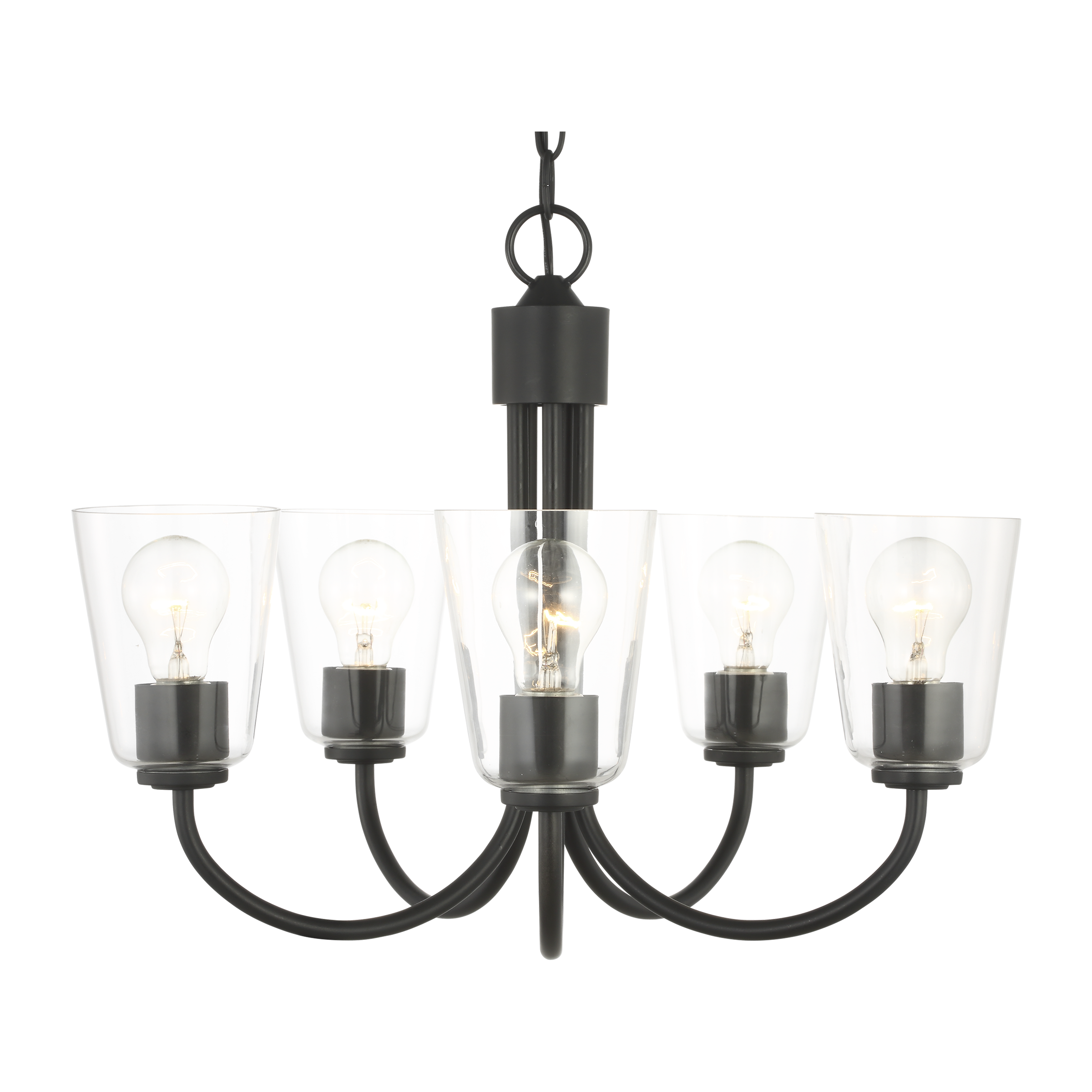 Miles Medium Chandelier in Midnight Black with Clear Glass Bulb(s) Not Included