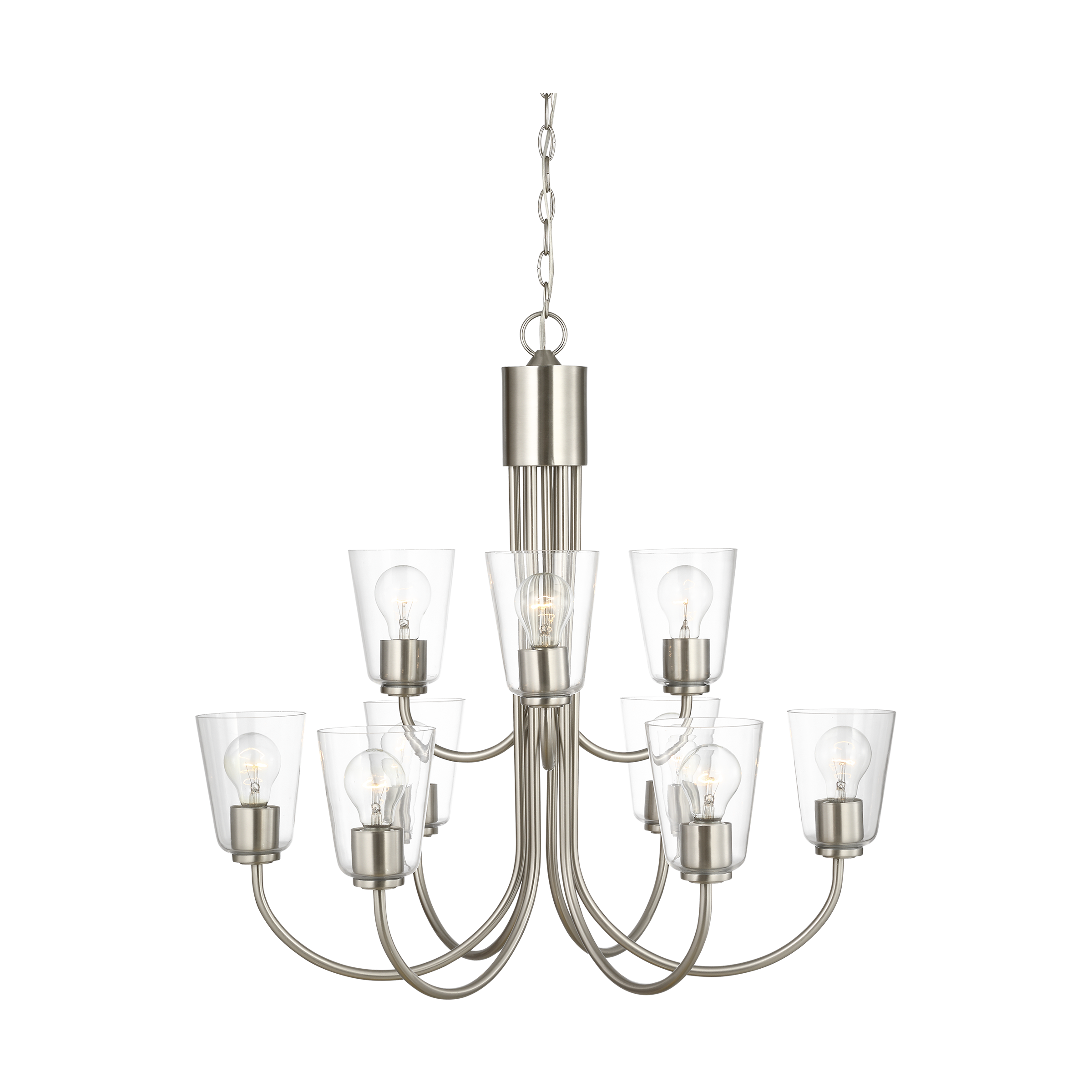 Miles Large Chandelier in Brushed Nickel with Clear Glass Bulb(s) Not Included