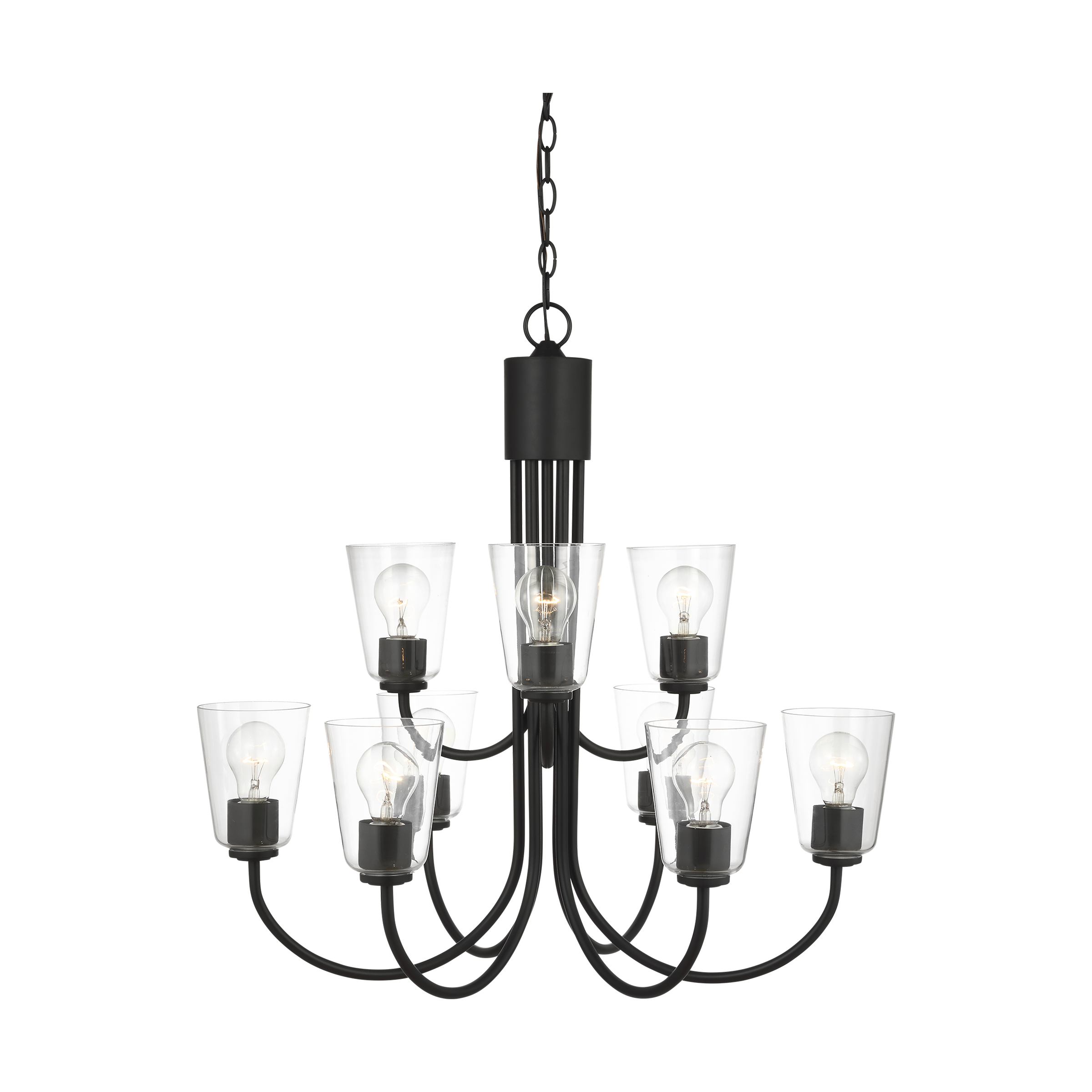 Miles Large Chandelier in Midnight Black with Clear Glass Bulb(s) Not Included