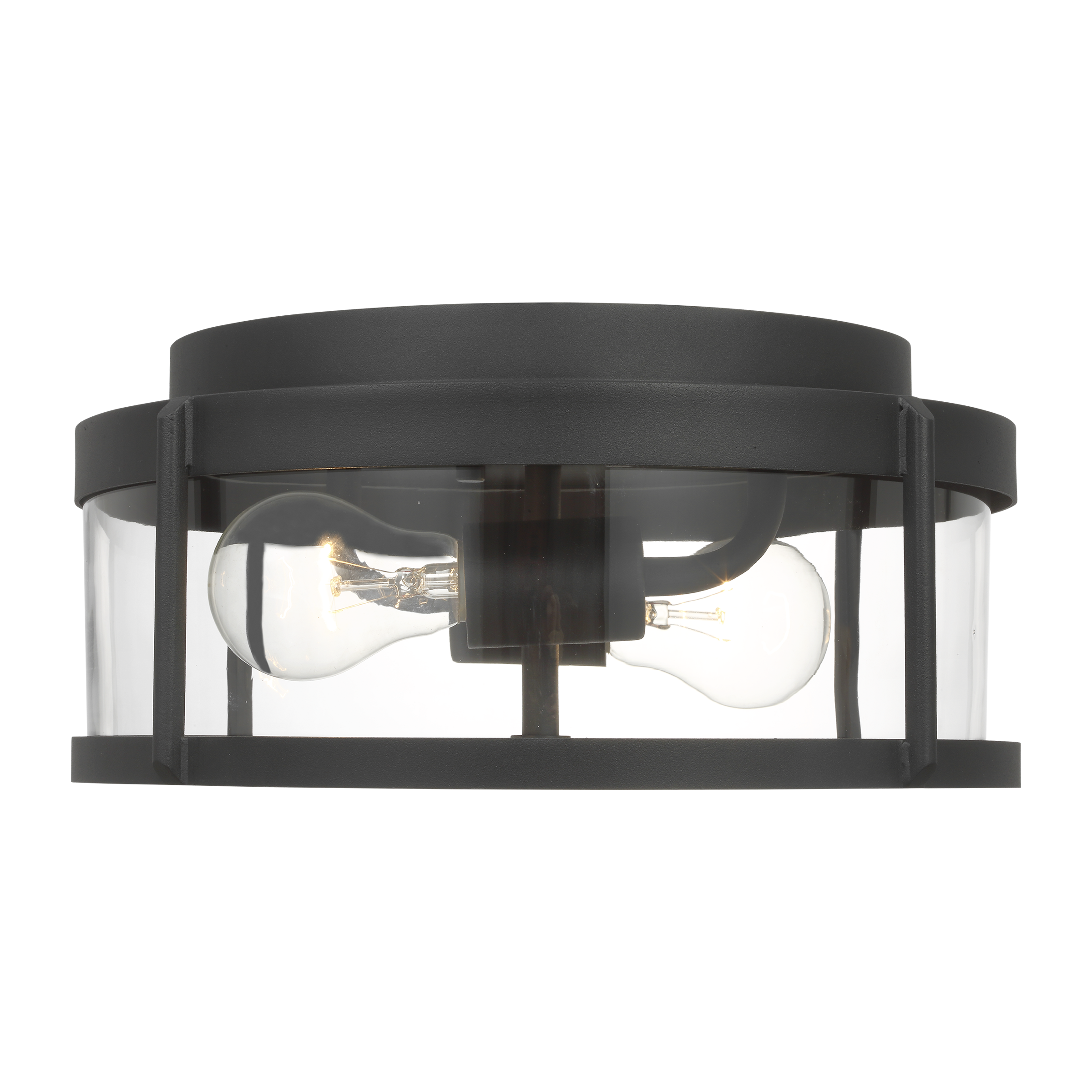 Luning Medium Flush Mount Textured Black Clear Glass