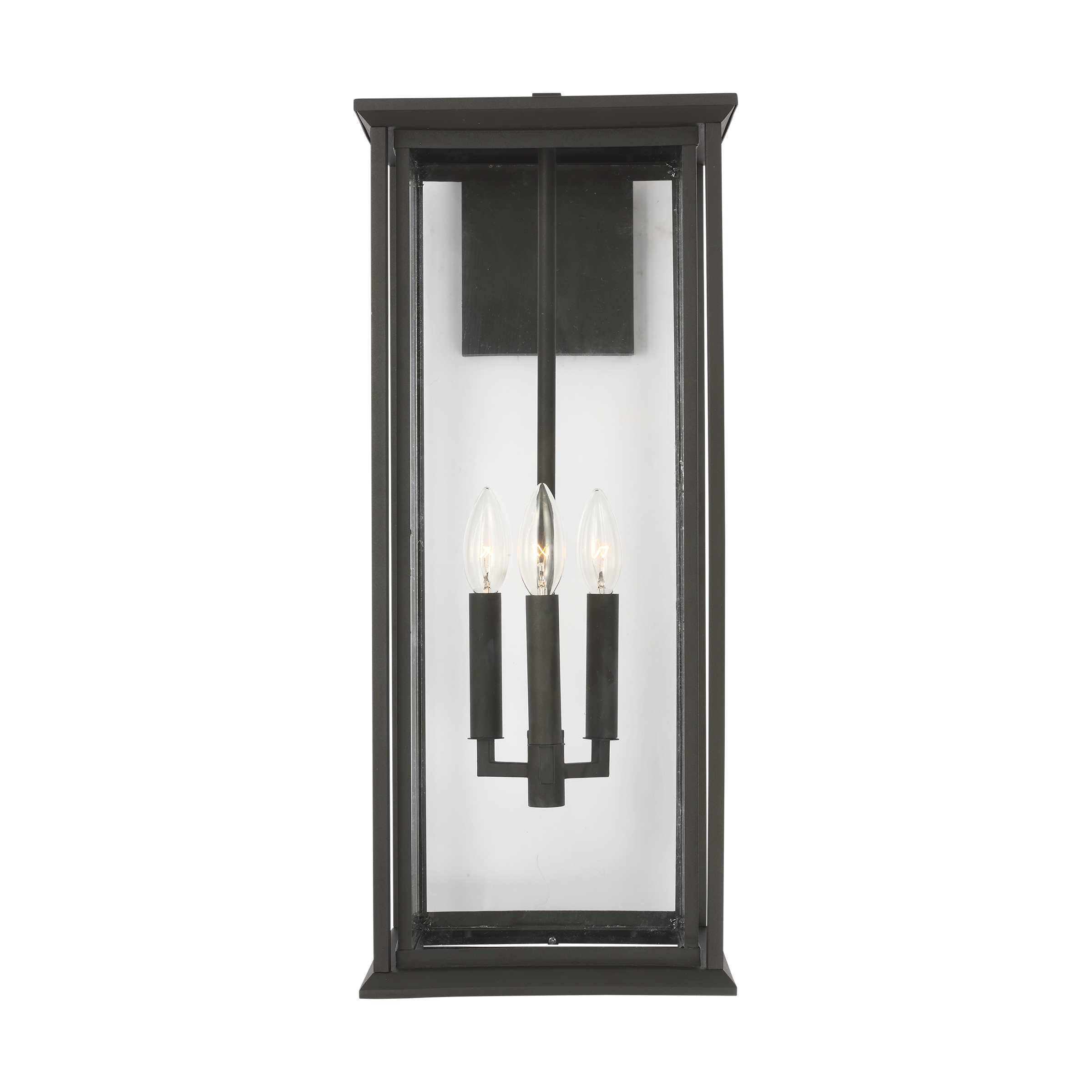 Audley Extra Large Lantern Textured Black Clear Glass