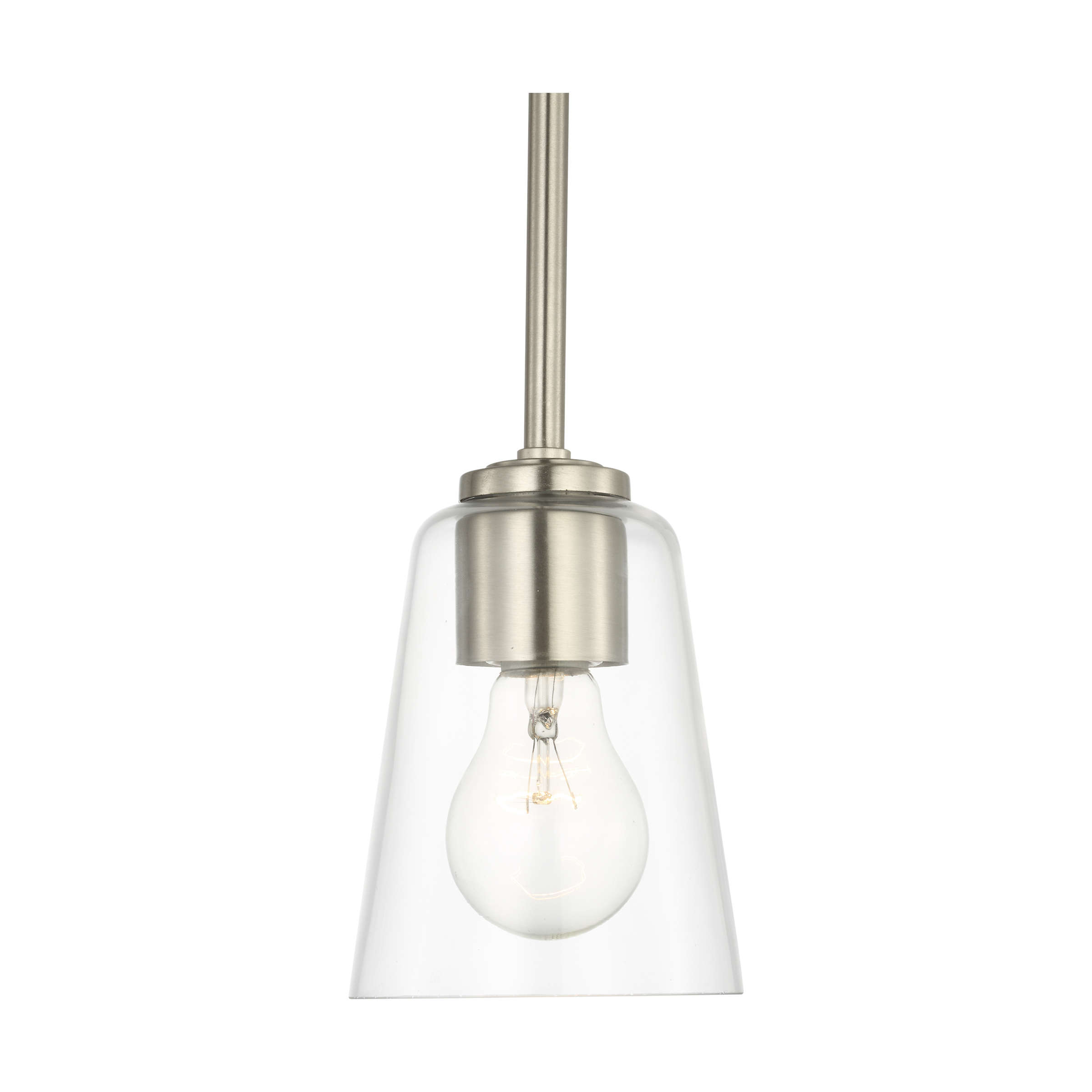 Miles One Light Mini-Pendant in Brushed Nickel with Clear Glass Bulb(s) Not Included