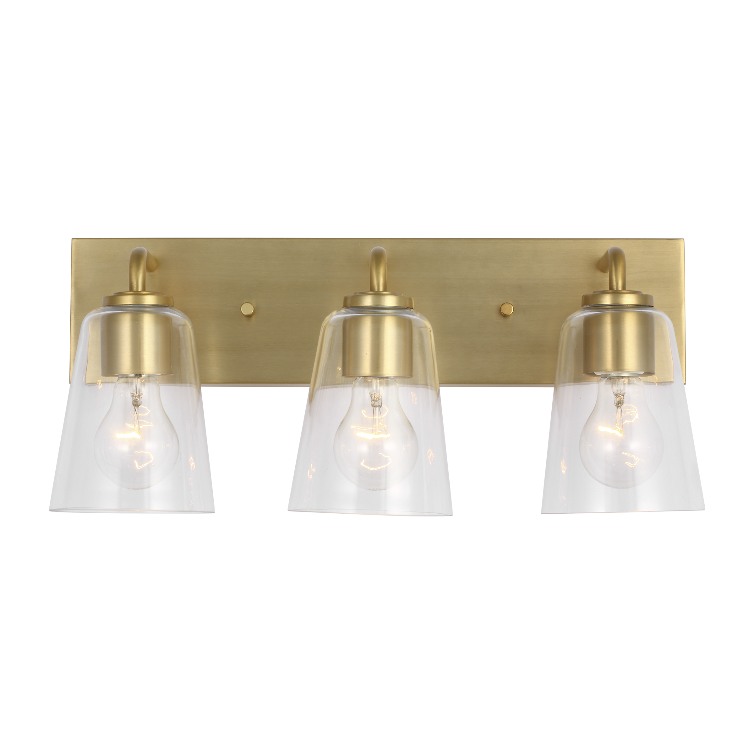 Miles Large Bath Sconce in Satin Brass with Clear Glass Bulb(s) Not Included