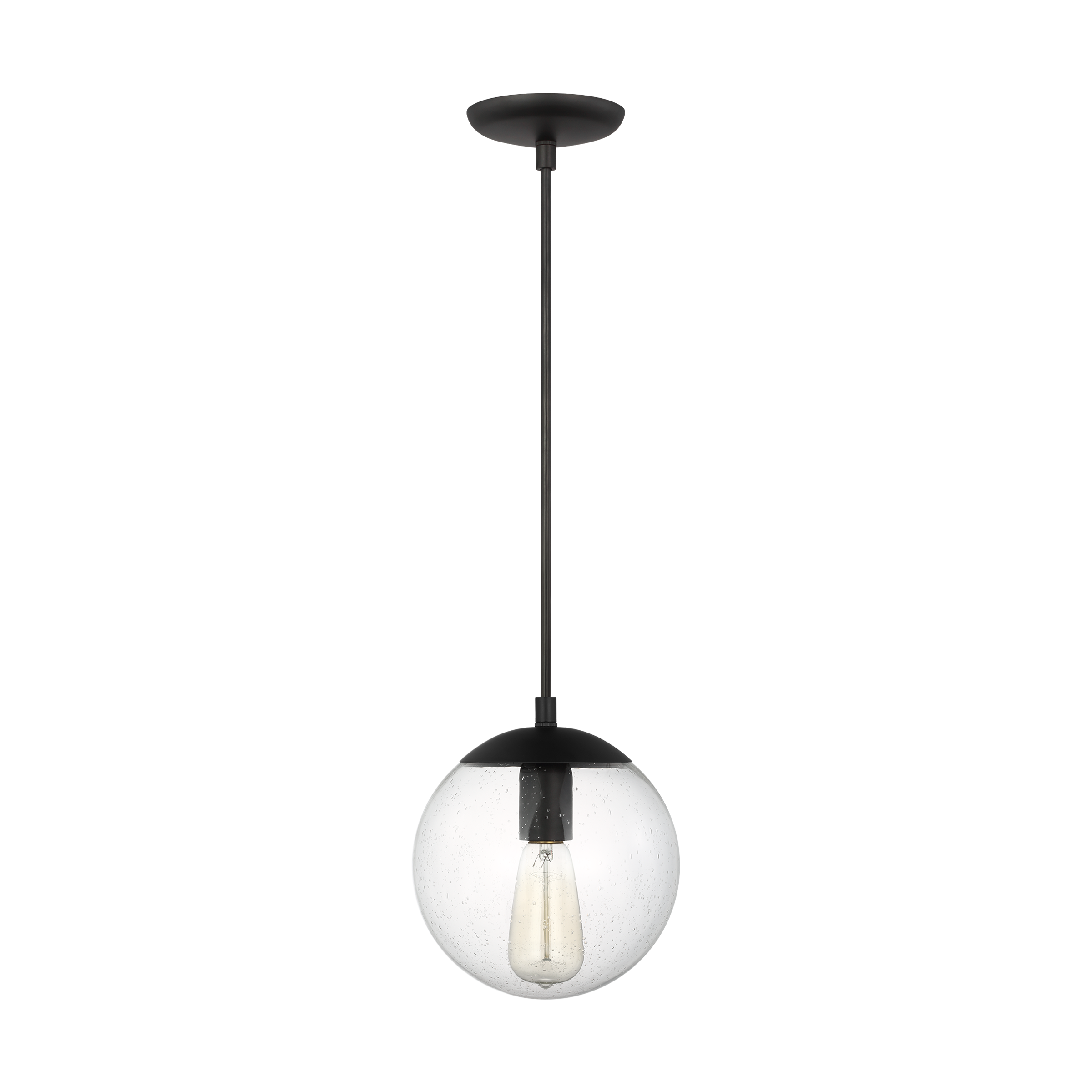 Leo Hanging Globe Small Pendant in Midnight Black with Clear Seeded Glass Bulb(s) Not Included
