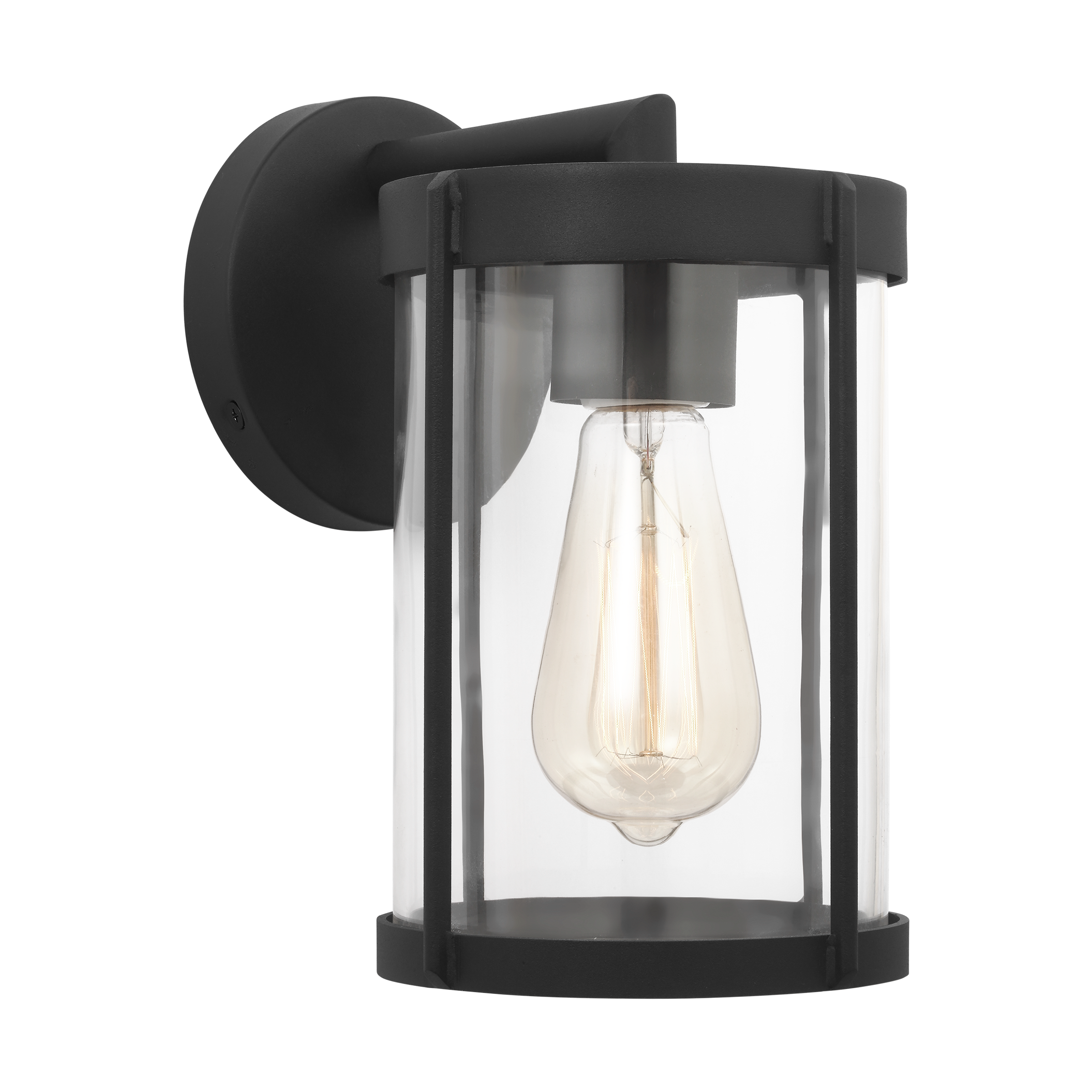 Luning Small Lantern Textured Black Clear Glass