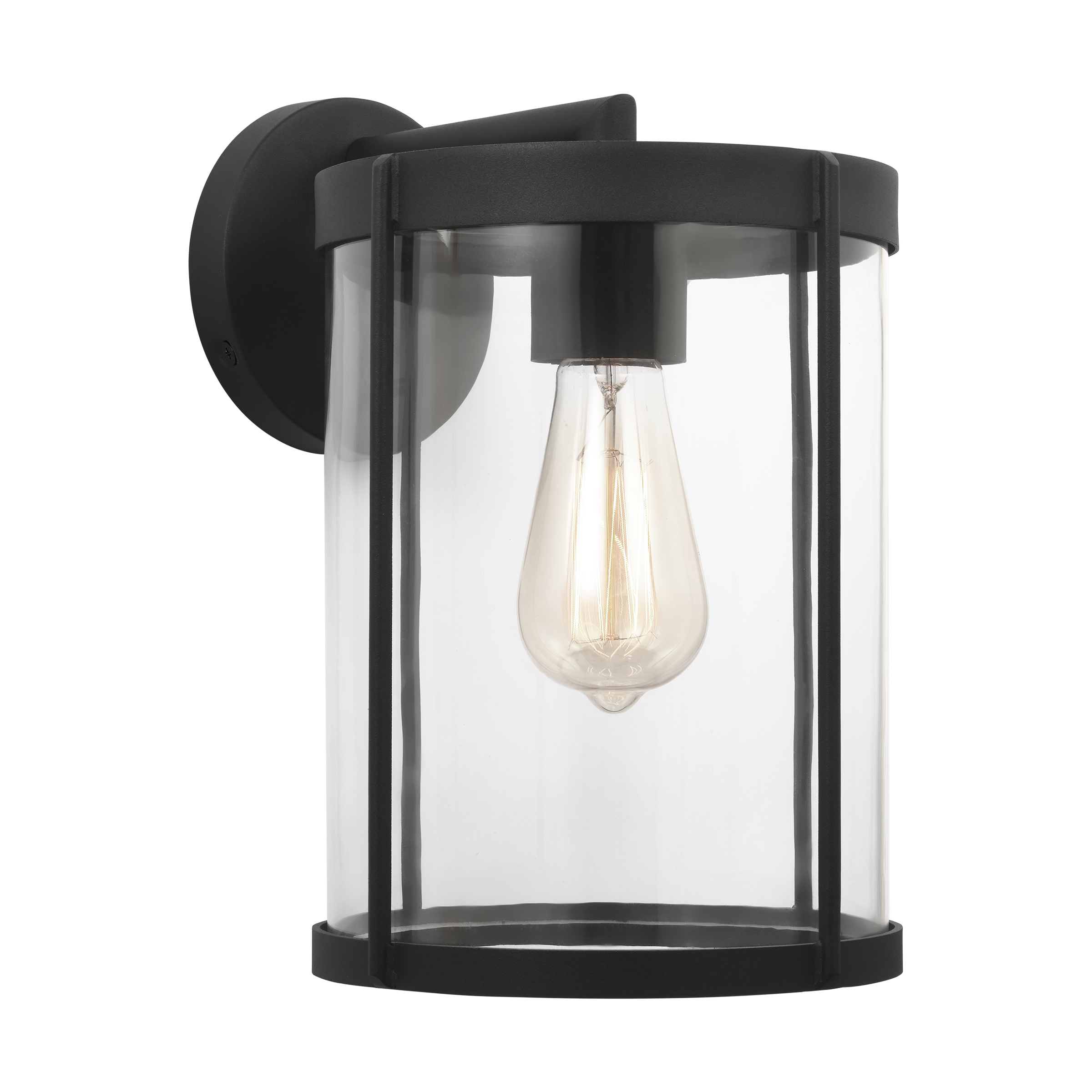 Luning Medium Lantern Textured Black Clear Glass