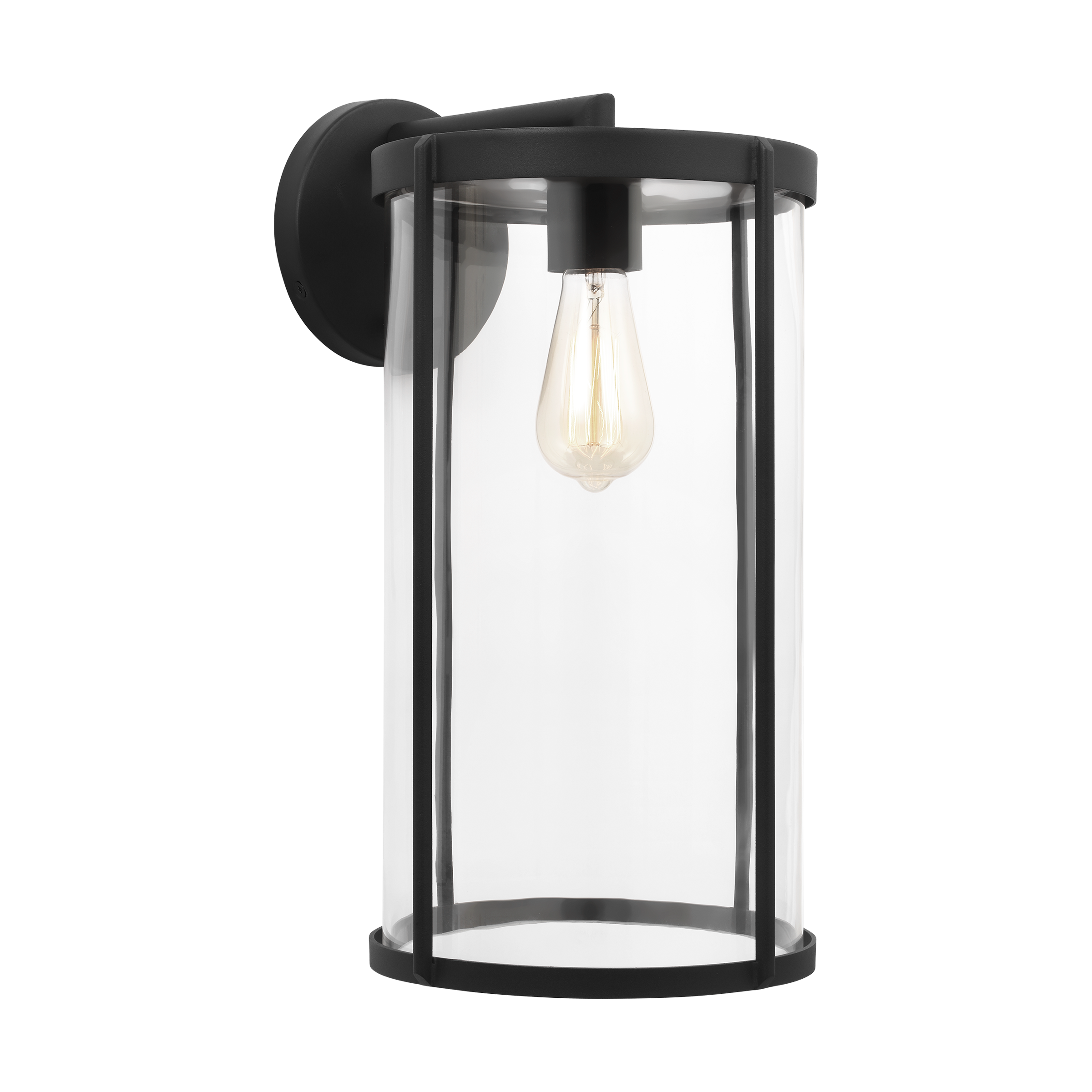 Luning Extra Large Lantern Textured Black Clear Glass