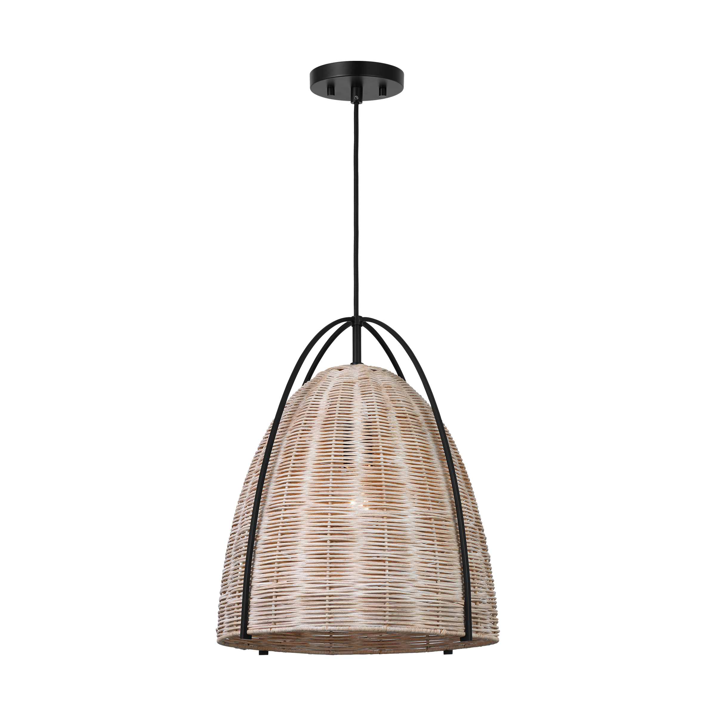 Norman Large Pendantin Midnight Black with Ash Wicker