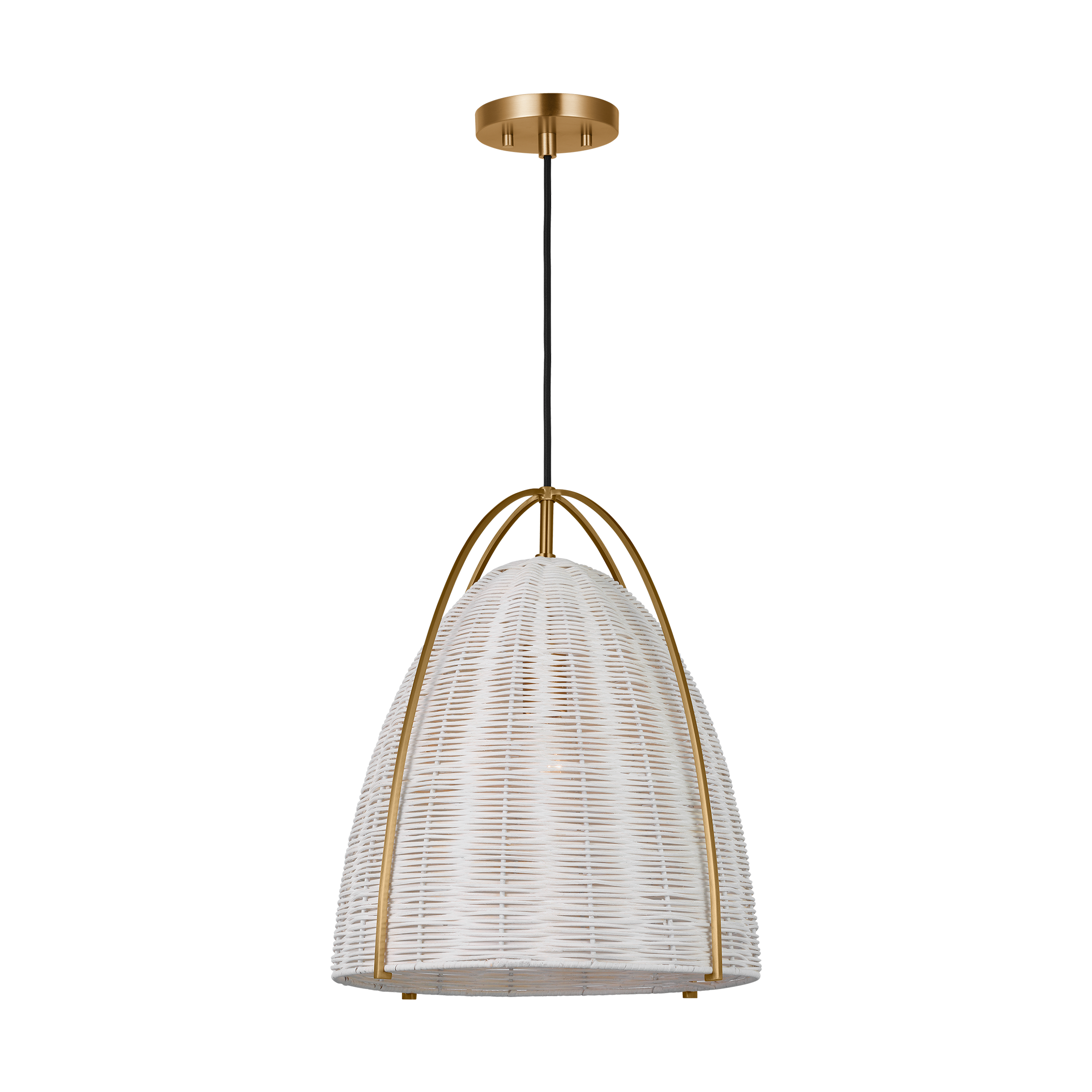 Norman Large Pendant in Satin Brass with Chalk Wicker
