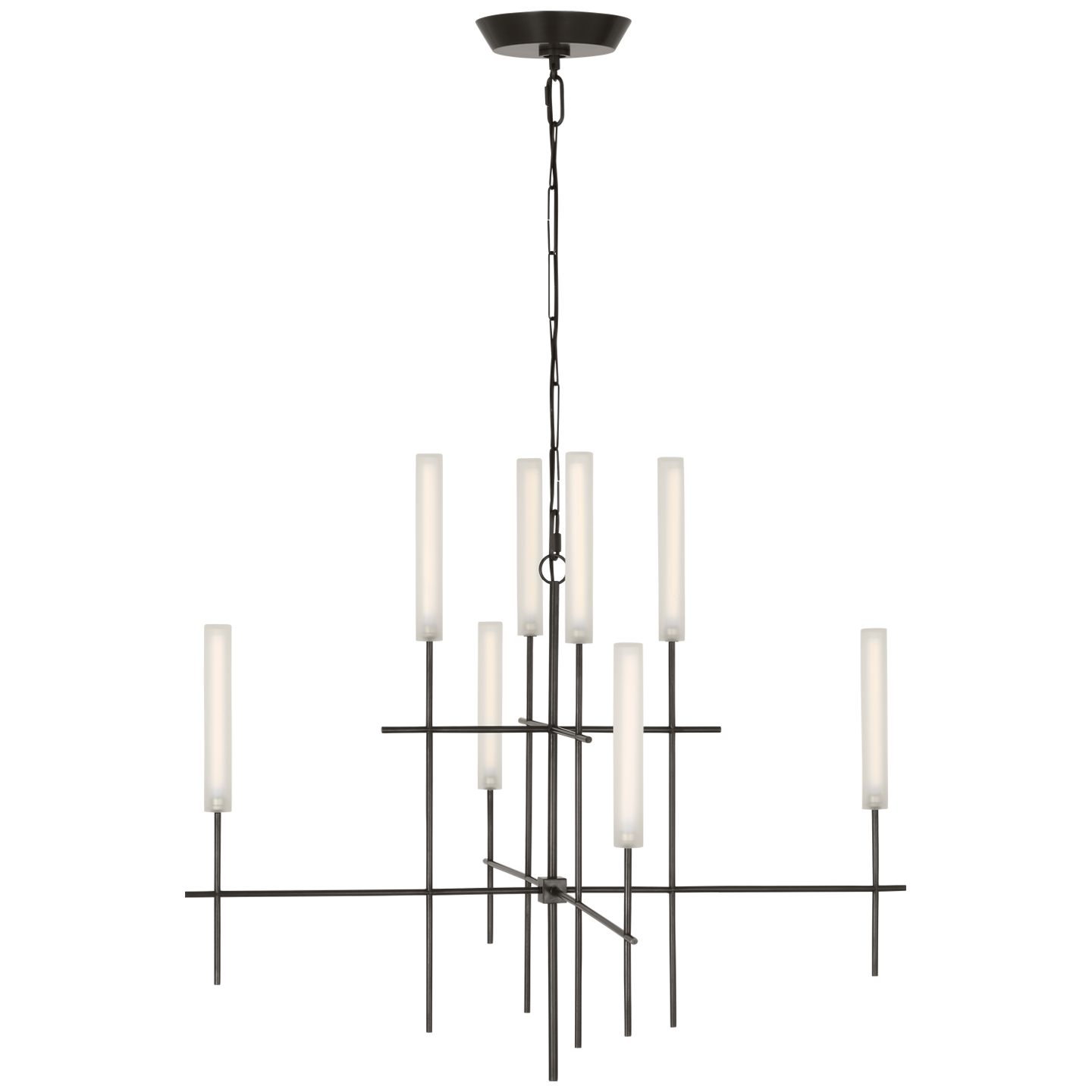 Fay 32" Chandelier in Bronze with Frosted Glass