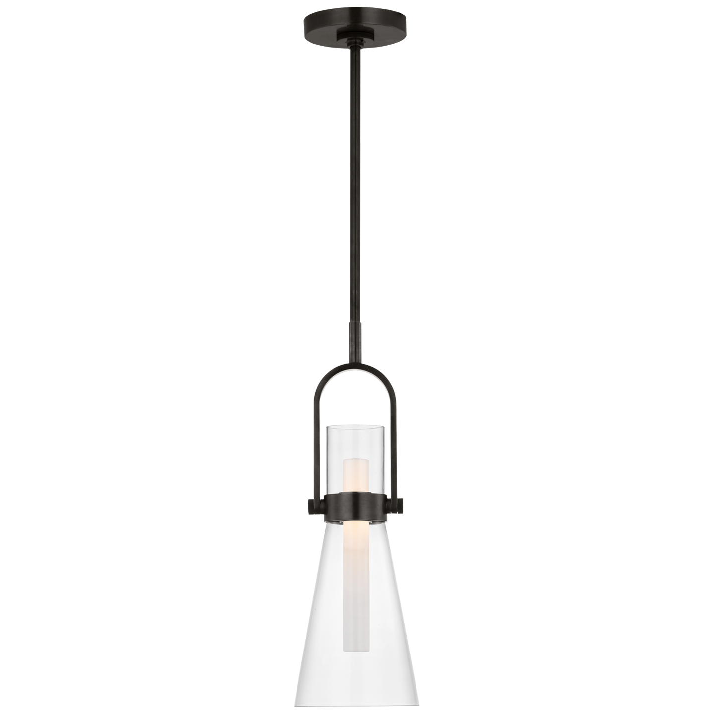 Larkin 7" Conical Pendant in Bronze with Clear Glass Open Box