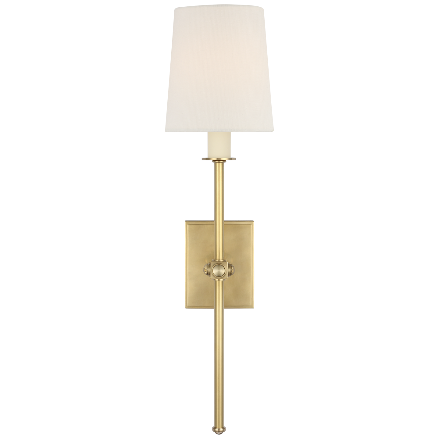 Lucia 21" Brass Tail Sconce in Hand-Rubbed Antique Brass with Linen Shade