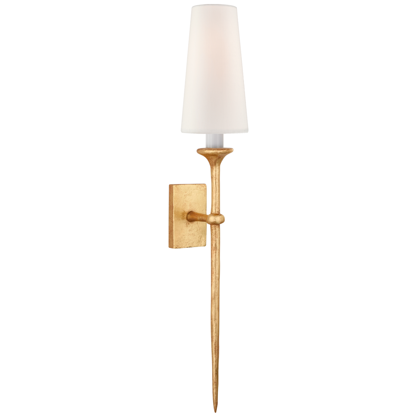 Iberia Single Sconce in Antique Gold Leaf with Linen Shade Open Box