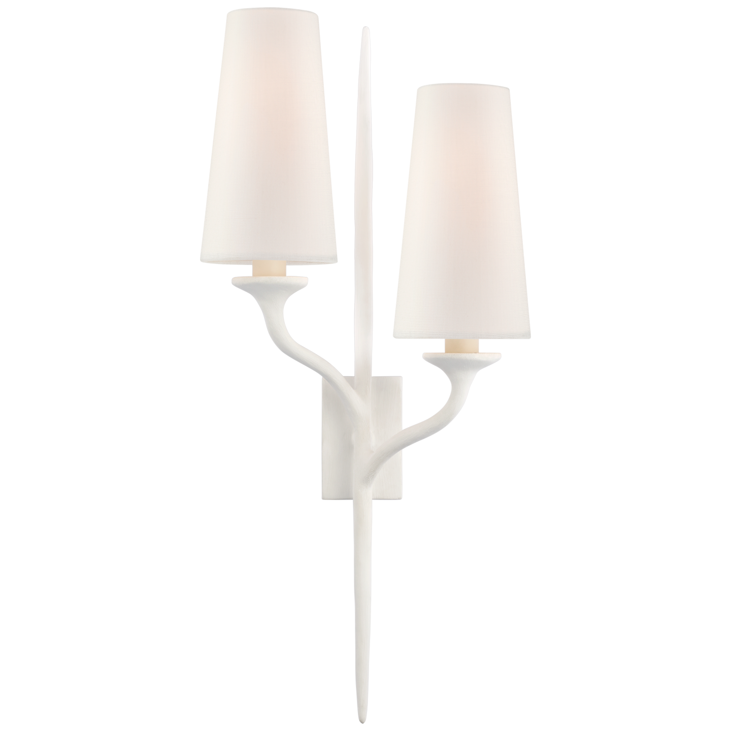 Iberia Double Left Sconce in Plaster White with Linen Shades