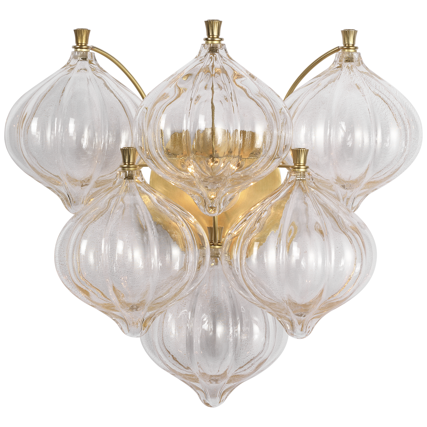 Caselli 15" Sconce in Hand-Rubbed Antique Brass with Gold Fleck Glass