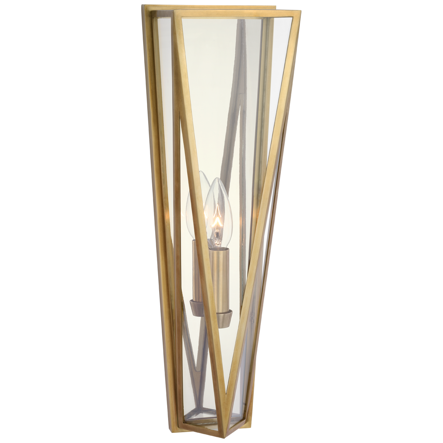 Lorino Medium Sconce in Hand-Rubbed Antique Brass with Clear Glass Open Box