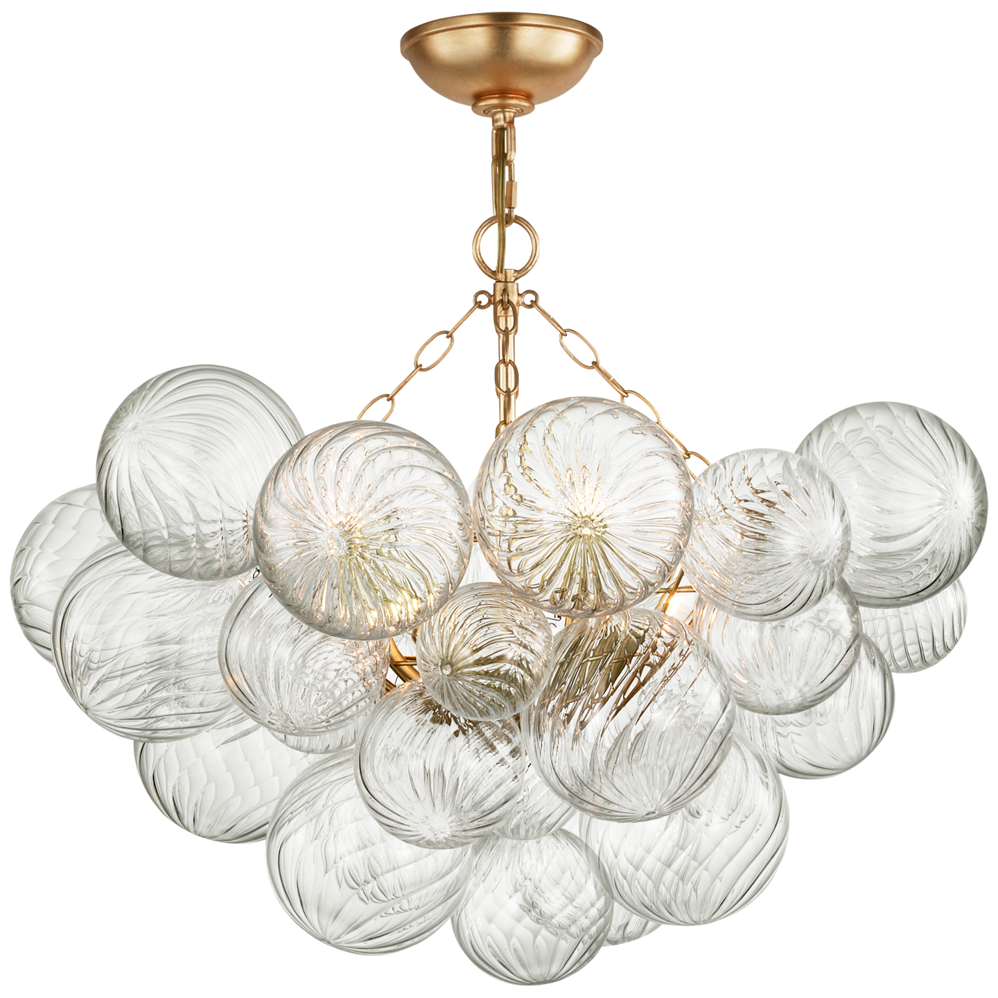 Talia 29" Semi-Flush Mount in Gild and Clear Swirled Glass