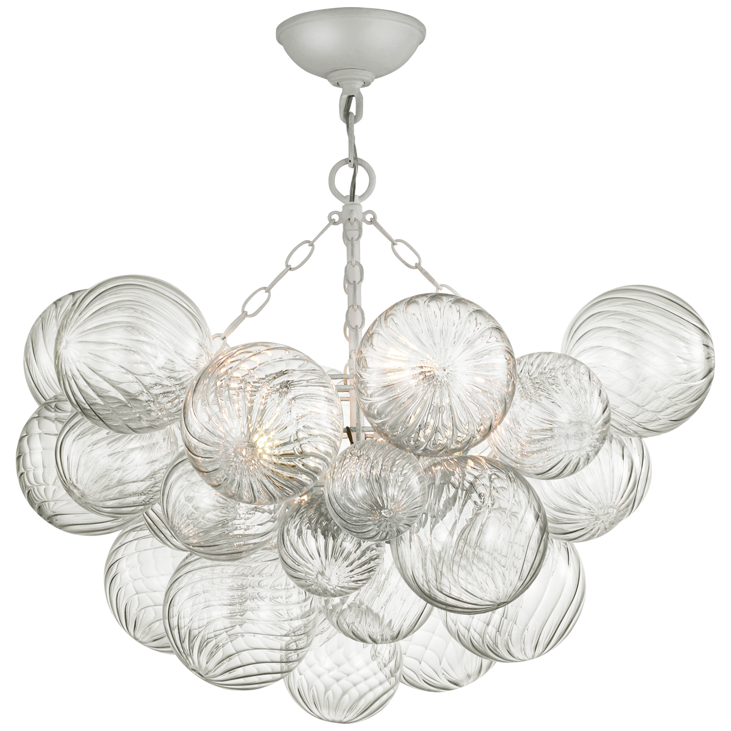 Talia 29" Semi-Flush Mount in Plaster White and Clear Swirled Glass
