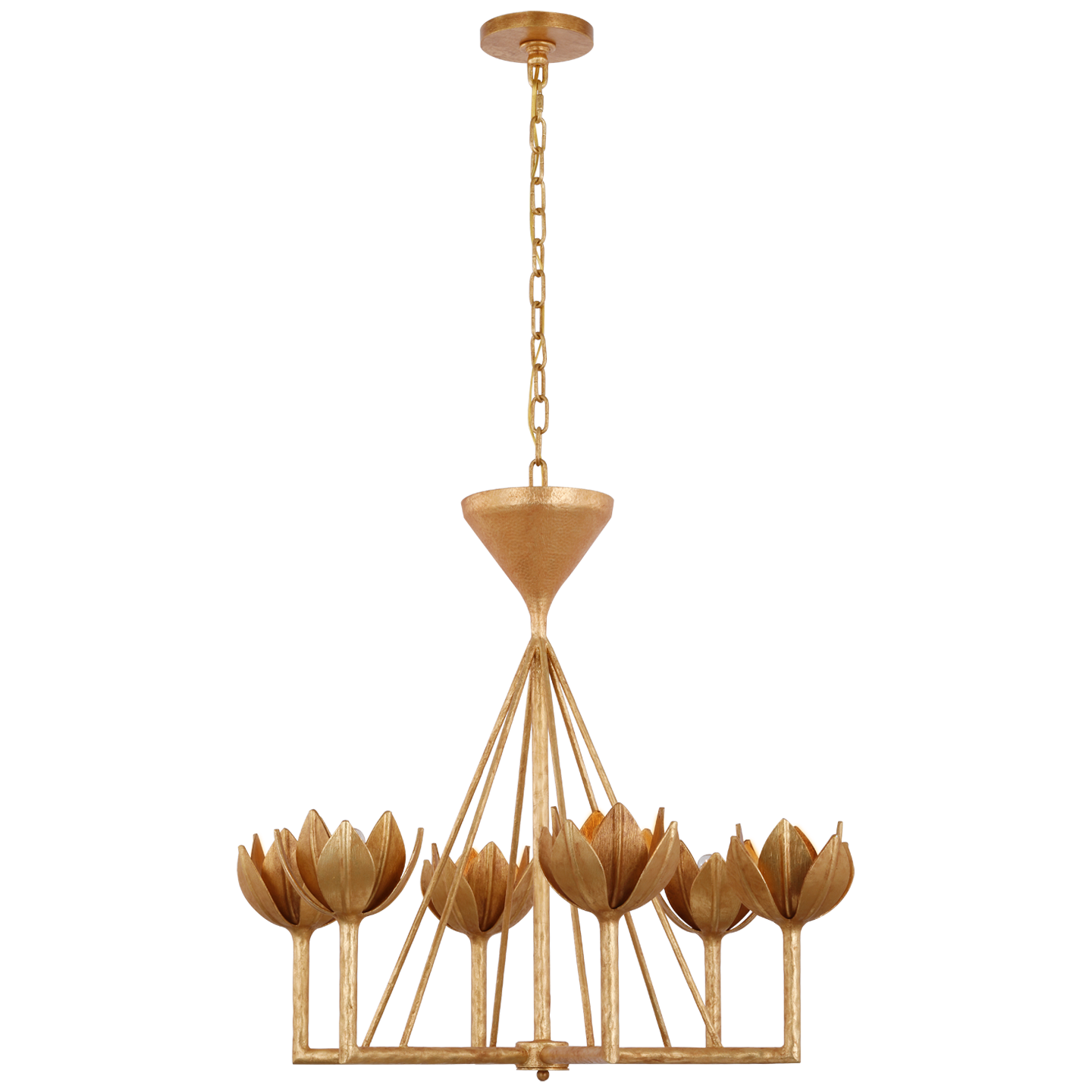 Alberto Small Low Ceiling Chandelier in Antique Gold Leaf