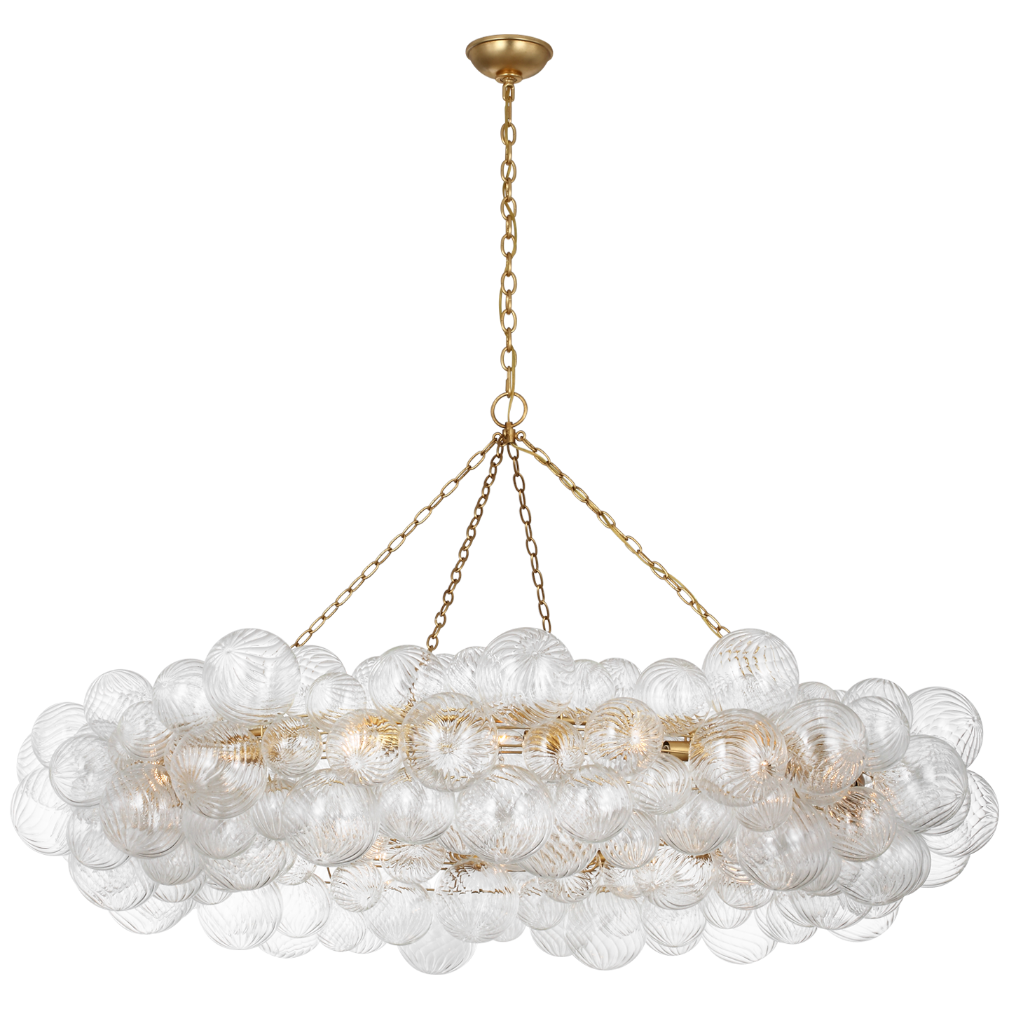 Talia 63" Ring Chandelier in Gild and Clear Swirled Glass