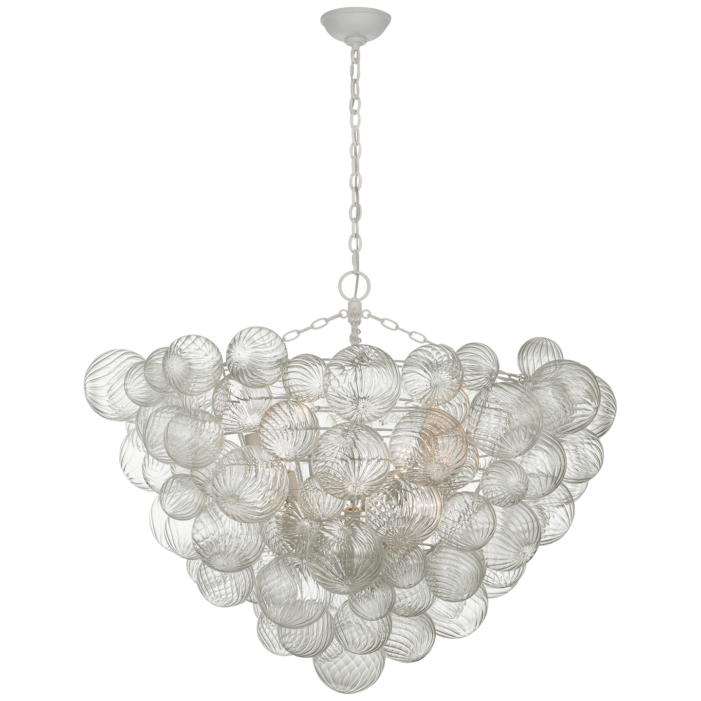Talia 46" Chandelier in Plaster White and Clear Swirled Glass