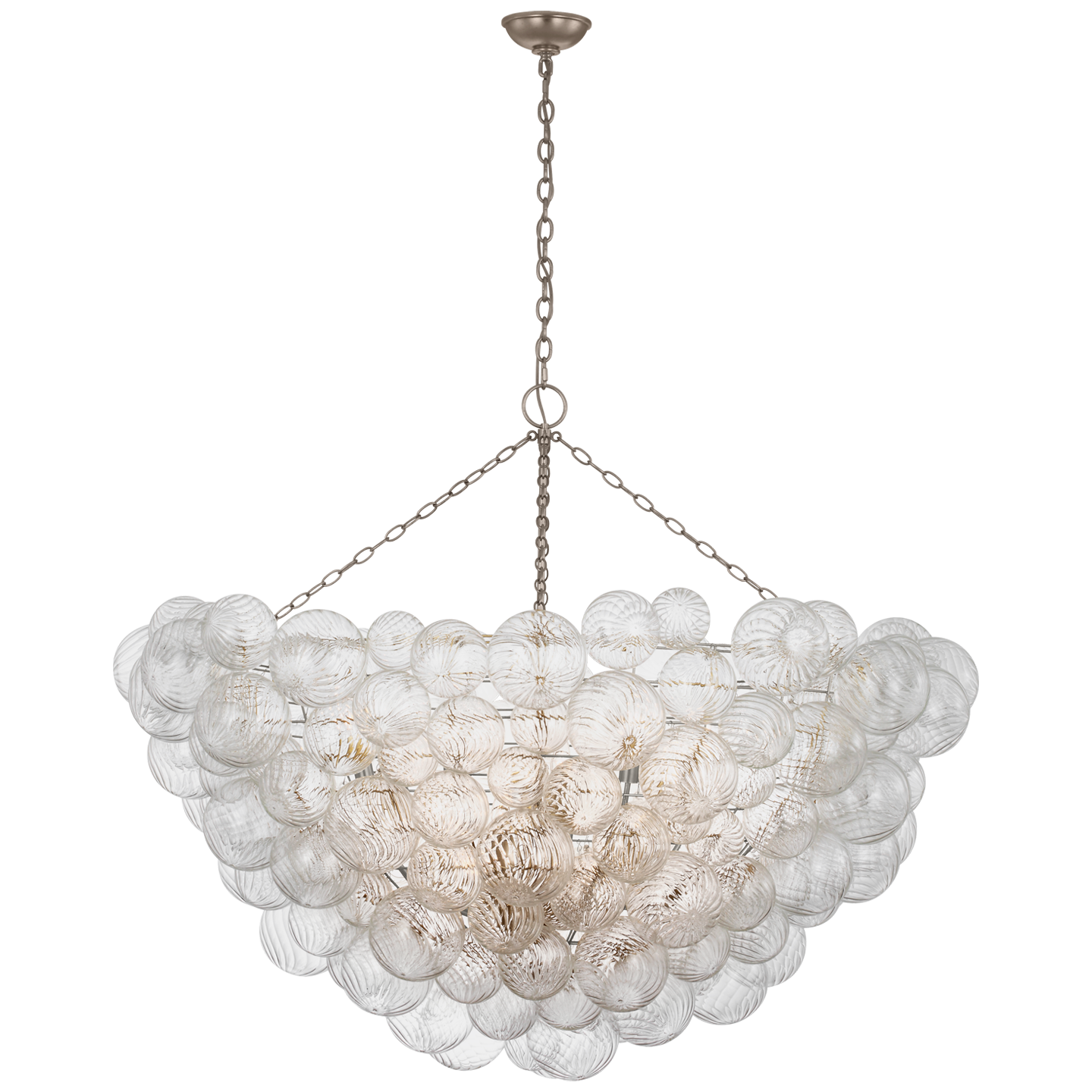 Talia 56" Chandelier in Burnished Silver Leaf and Clear Swirled Glass