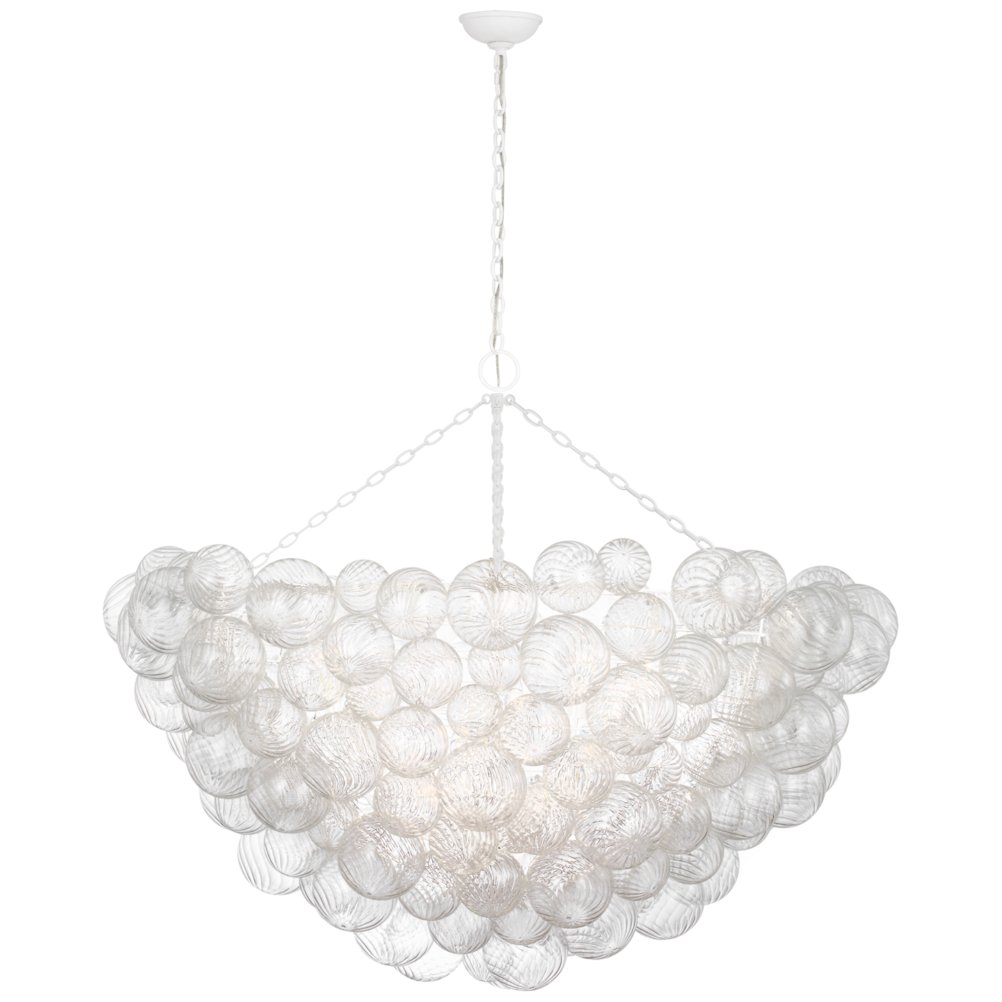 Talia 56" Chandelier in Plaster White and Clear Swirled Glass