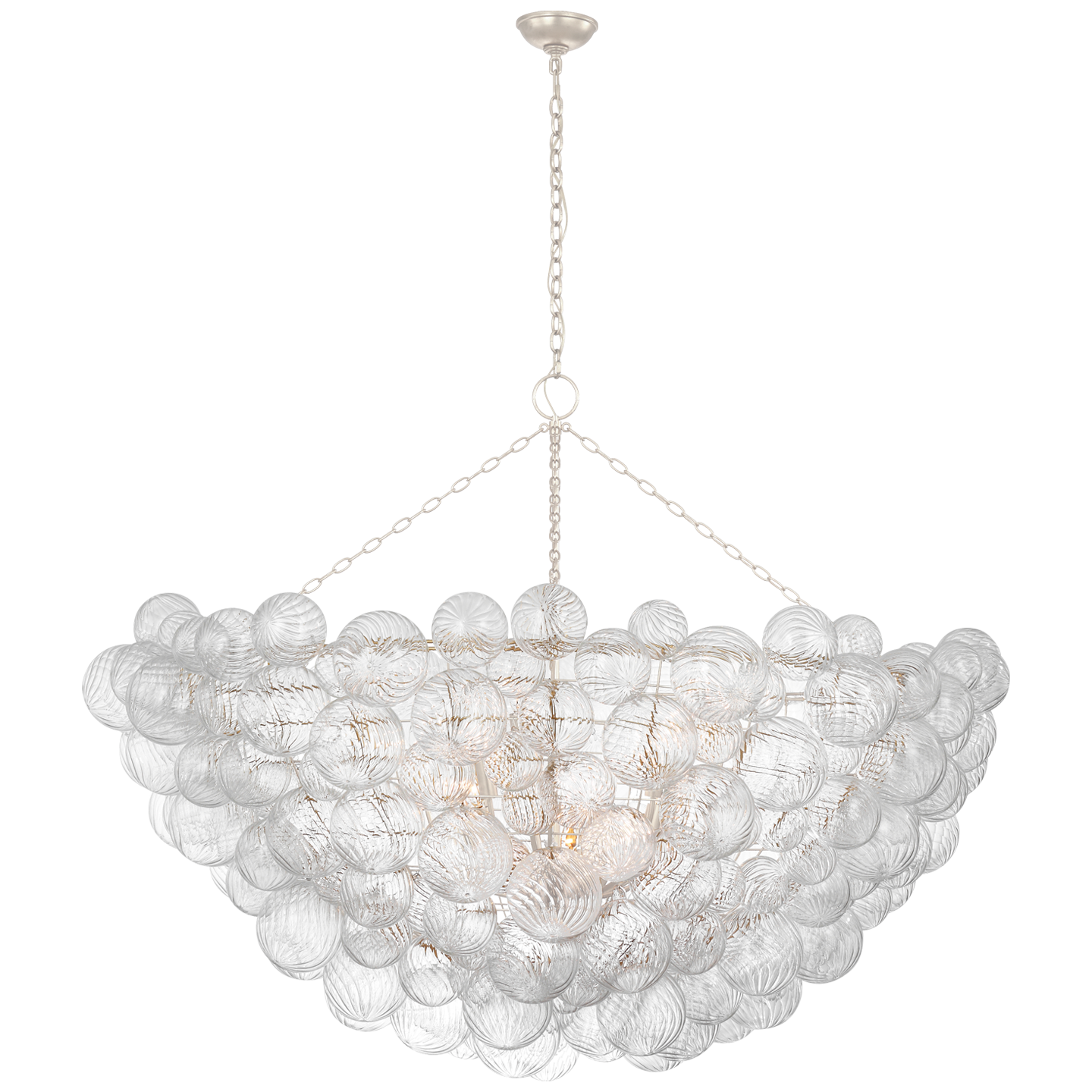 Talia 66" Chandelier in Burnished Silver Leaf and Clear Swirled Glass