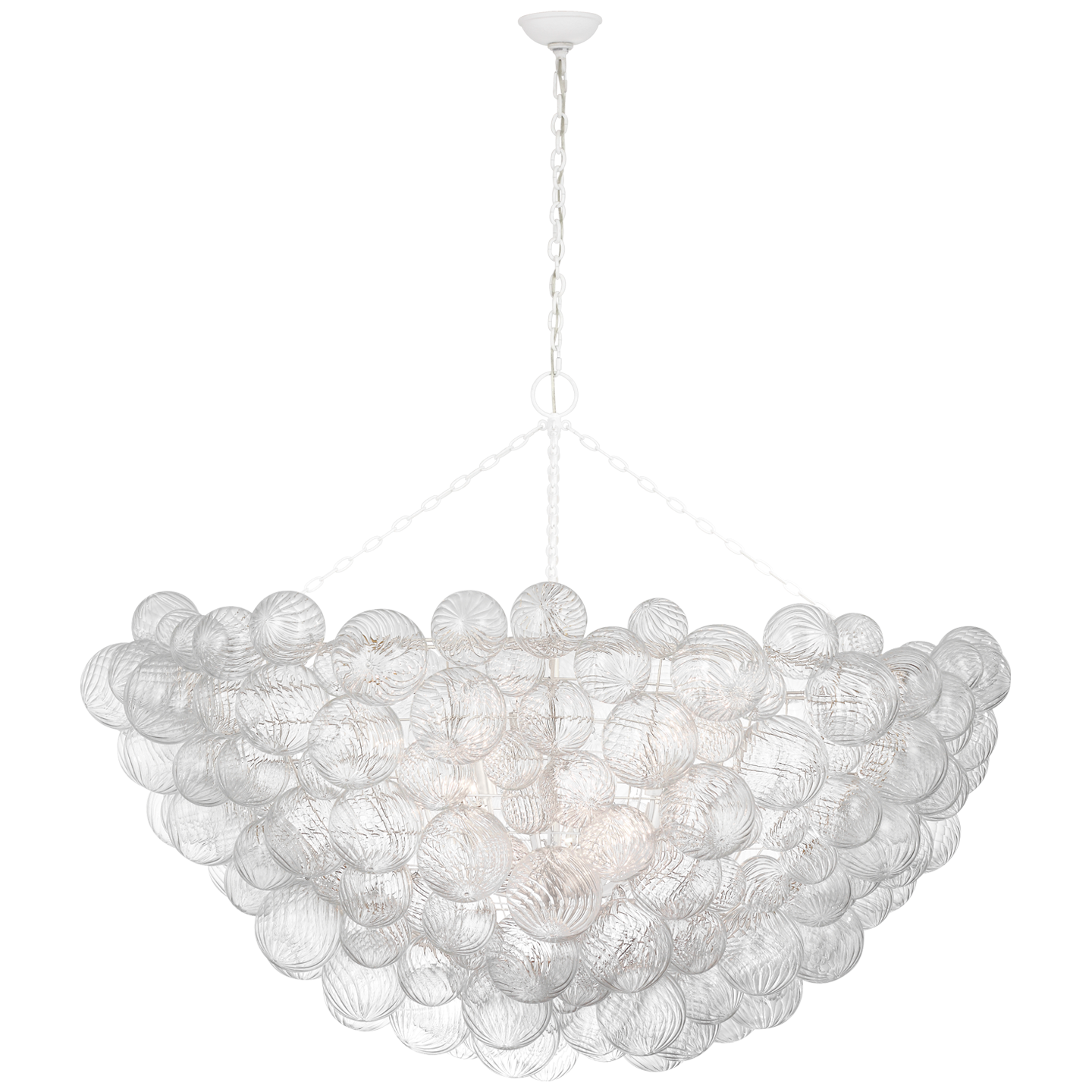 Talia 66" Chandelier in Plaster White and Clear Swirled Glass