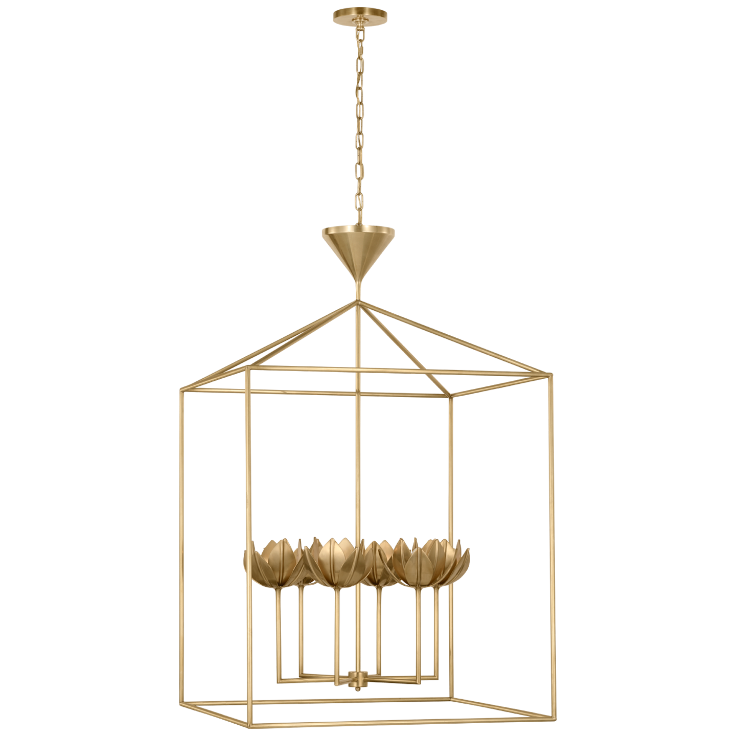 Alberto Extra Large Open Cage Lantern in Antique-Burnished Brass