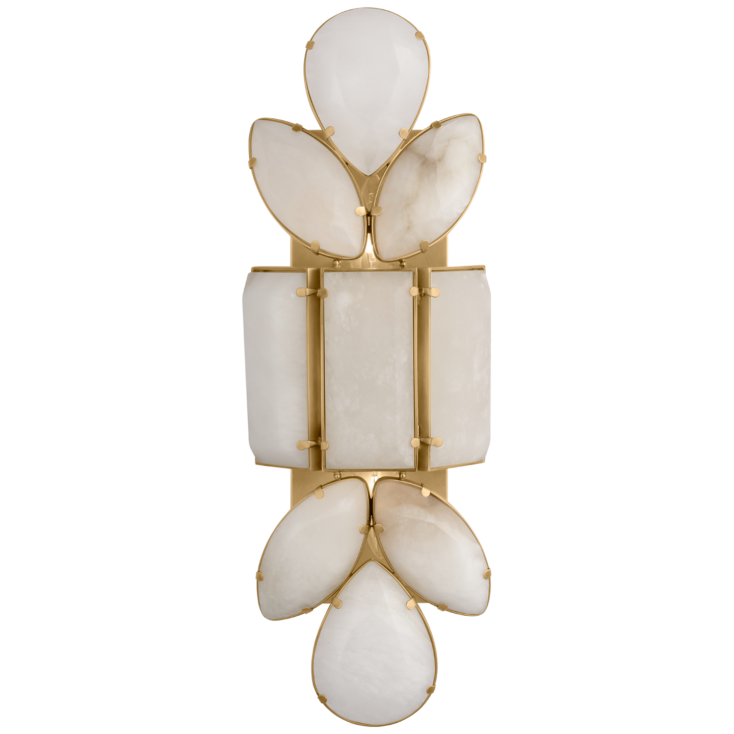 Lloyd Large Jeweled Sconce in Soft Brass with Alabaster Open Box
