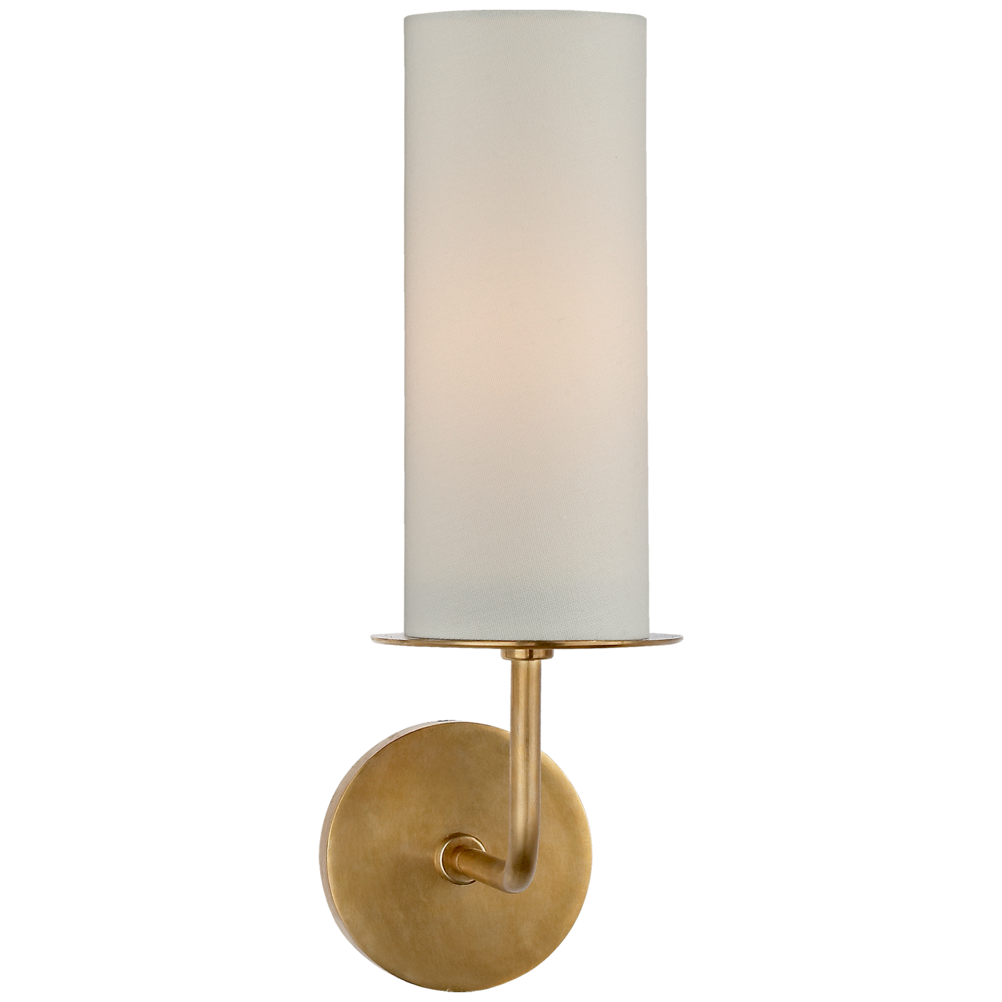 Larabee Single Sconce in Soft Brass with Cream Linen Shade Open Box
