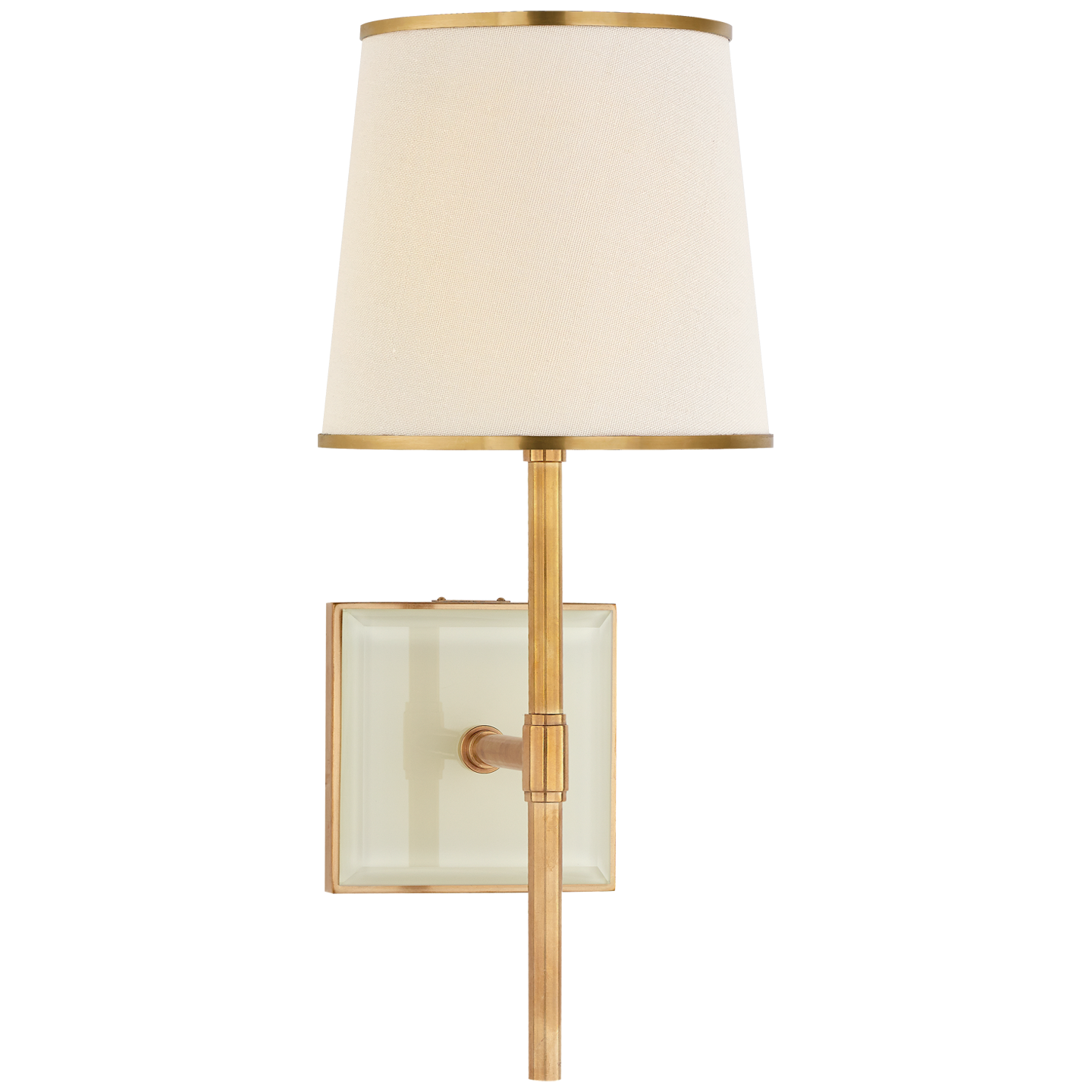 Bradford Medium Sconce in Soft Brass and Cream with Cream Linen Shade with Soft Brass Trim Open Box