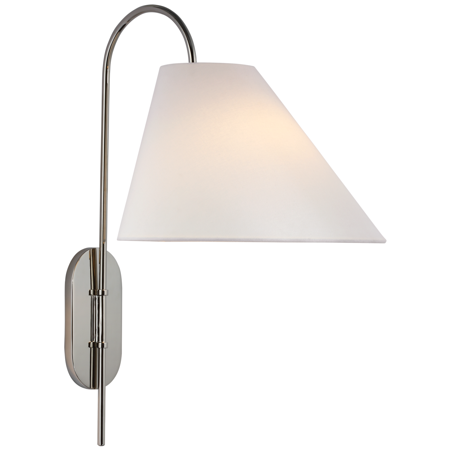 Kinsley Large Articulating Wall Light in Polished Nickel with Linen Shade Open Box