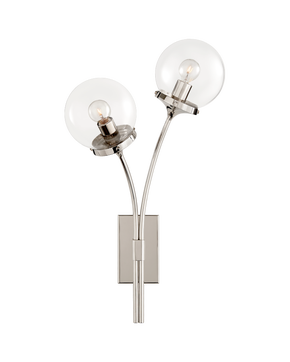 Prescott Left Sconce in Polished Nickel with Clear Glass
