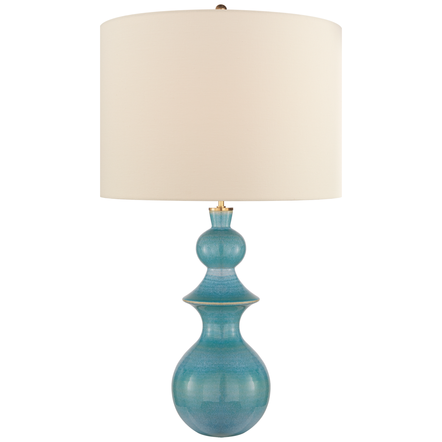 Saxon Large Table Lamp in Sandy Turquoise with Cream Linen Shade Open Box