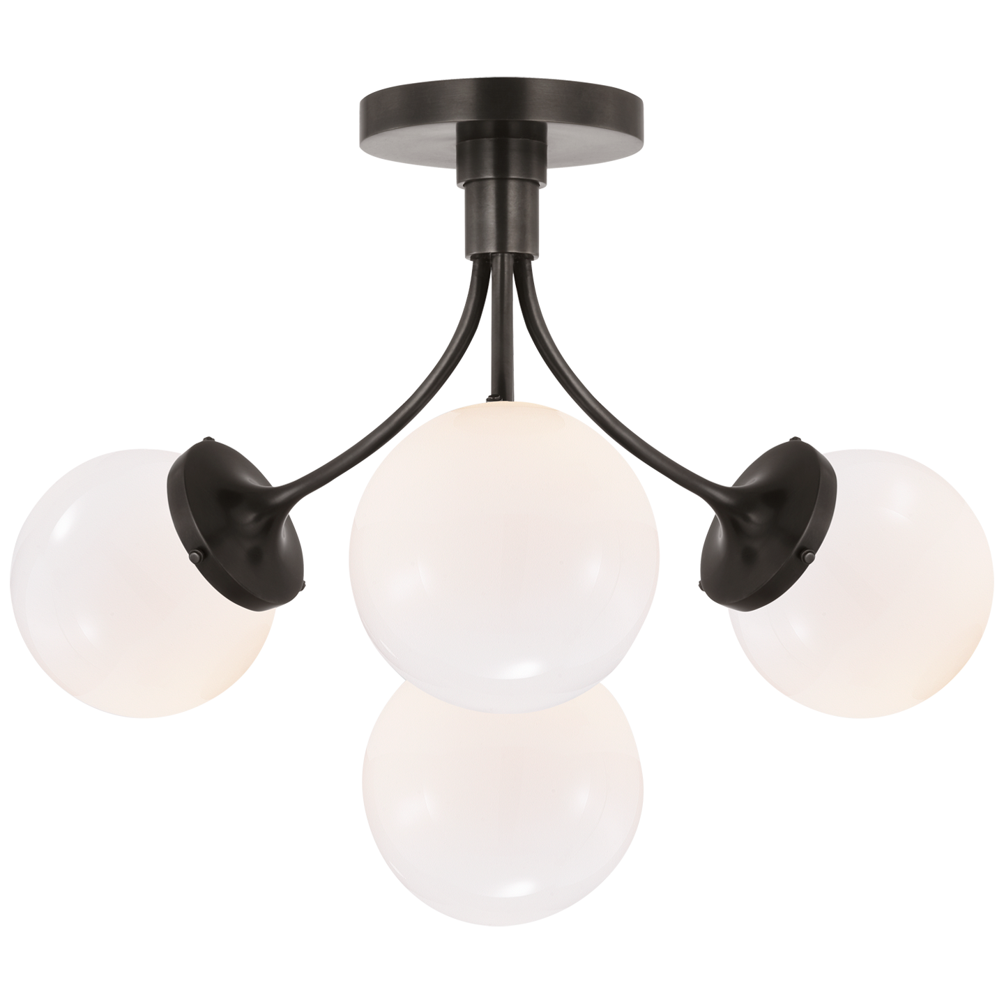 Prescott Medium Semi-Flush Mount in Bronze with White Glass Open Box