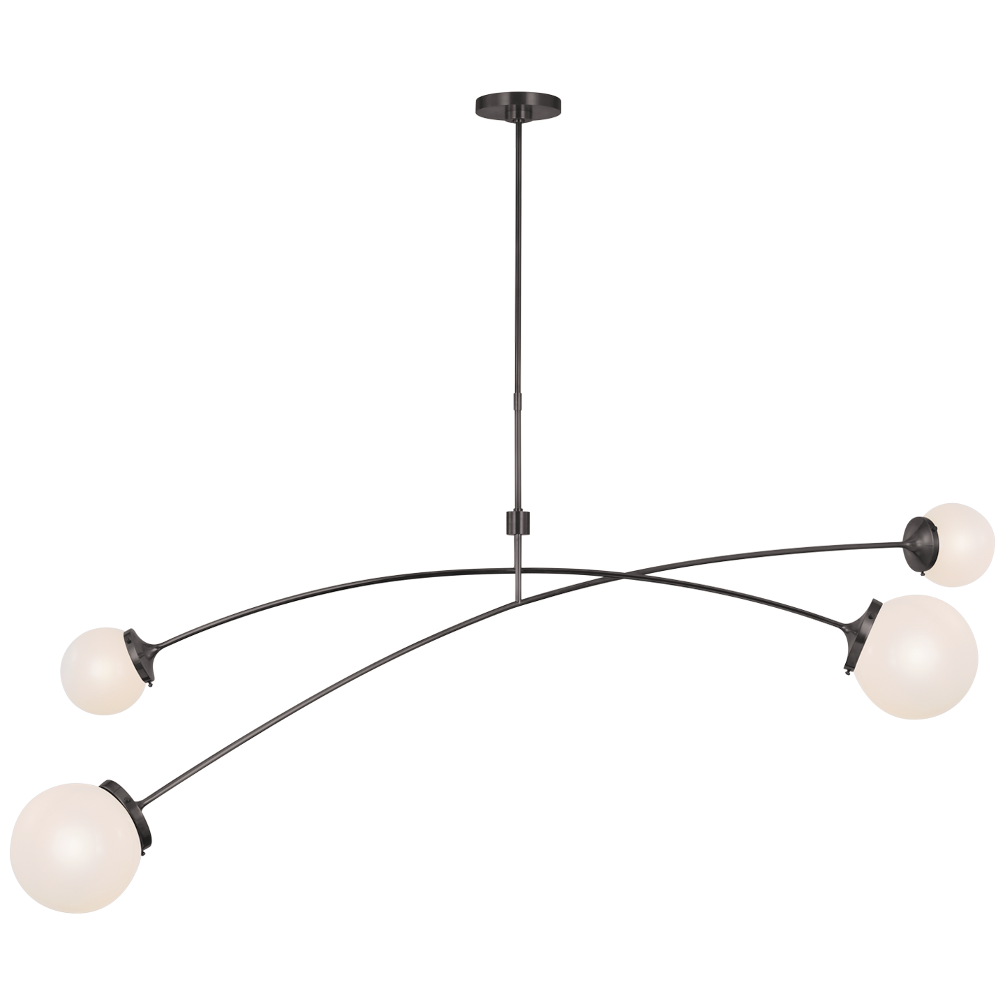 Prescott 62" Linear Chandelier in Bronze with White Glass Open Box