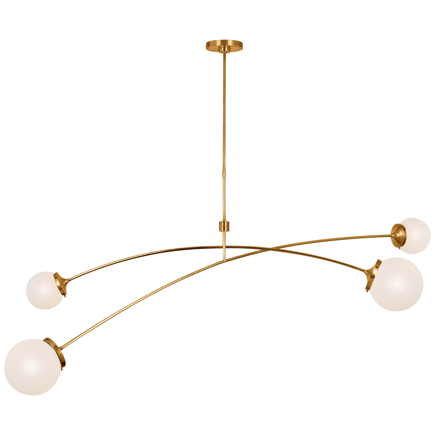 Prescott 62" Linear Chandelier in Soft Brass with White Glass Open Box
