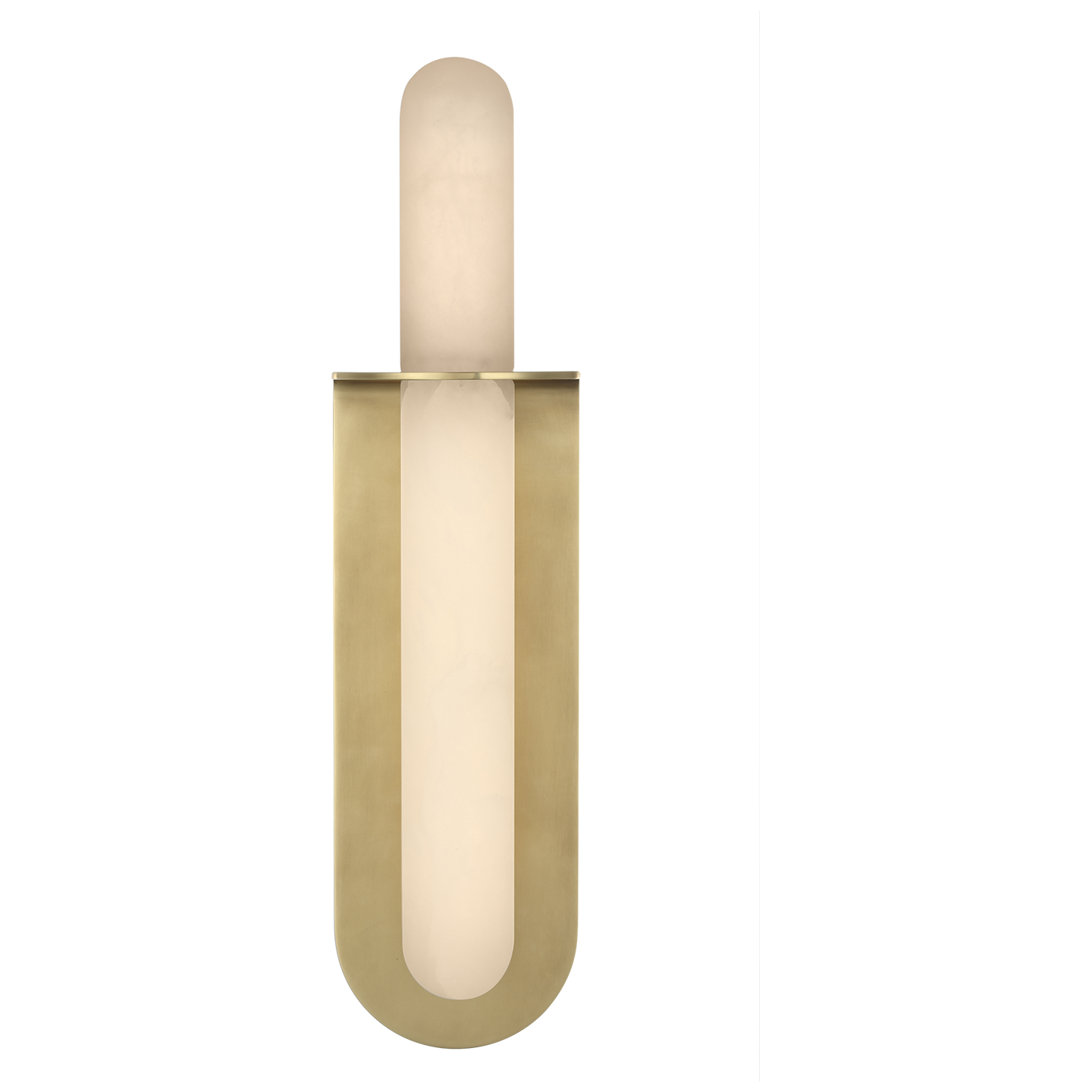 Fosse 18" Invertable Offset Oval Sconce in Antique-Burnished Brass with Alabaster