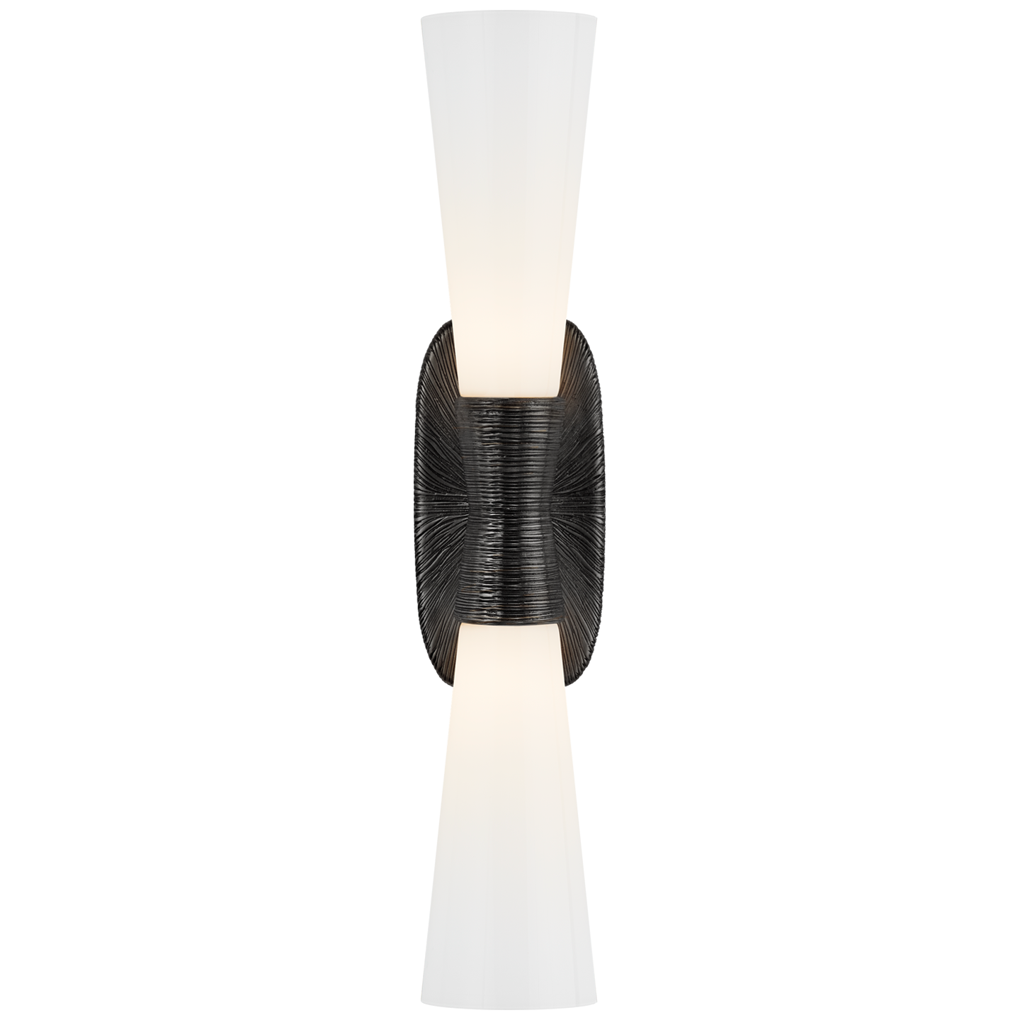 The Utopia draws inspiration from the Californian coast. Transforming the landscape's topographic textures and organic forms into carved, striated metal of different finishes with white or fractured glass, the Kelly Wearstler sconces, pendants, lamps and flush mounts will lend themselves to unlimited decorative possibilities.